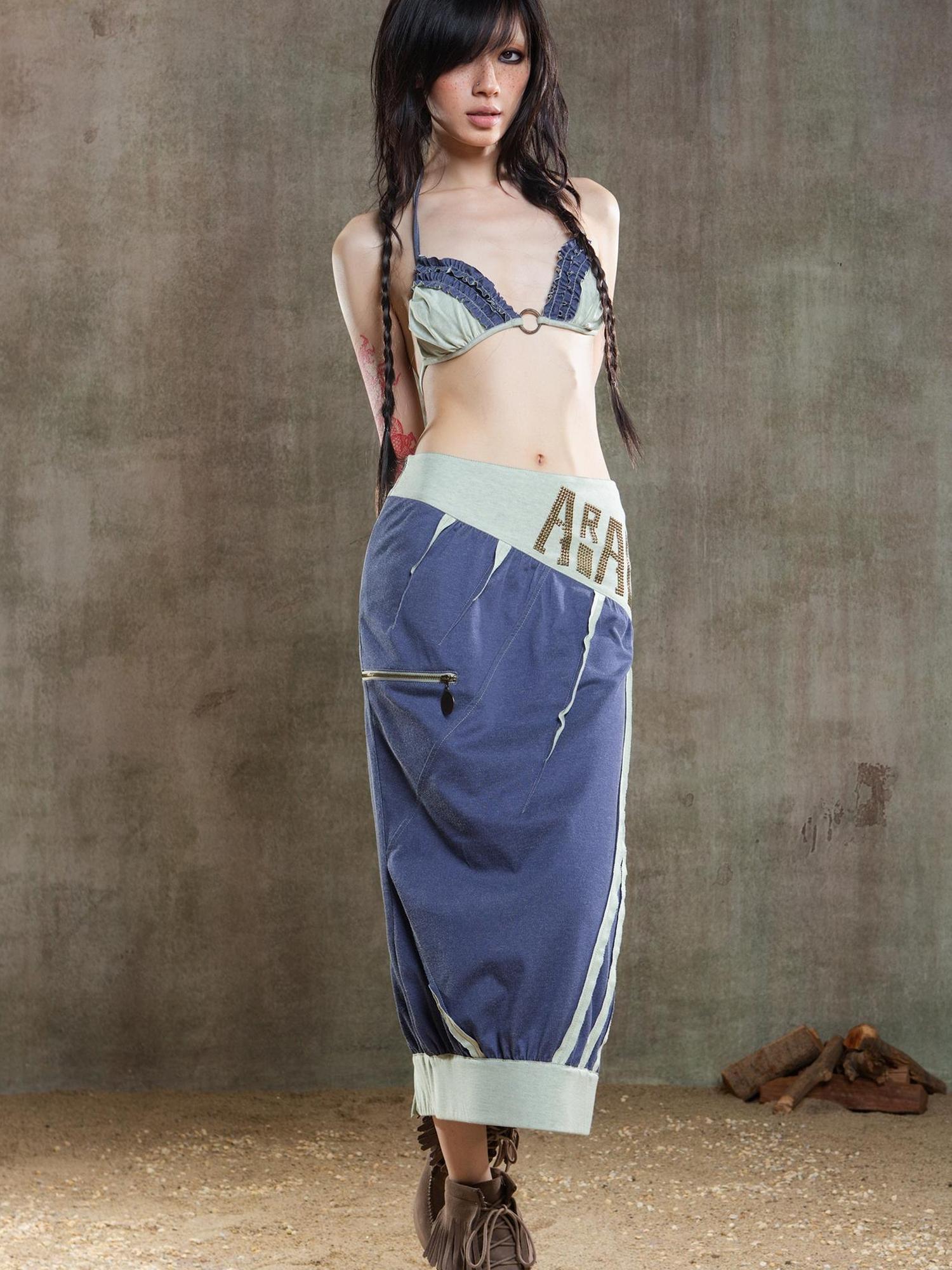 ARIADNAw Punk Crinkle Bikini Y2k Summer Edge