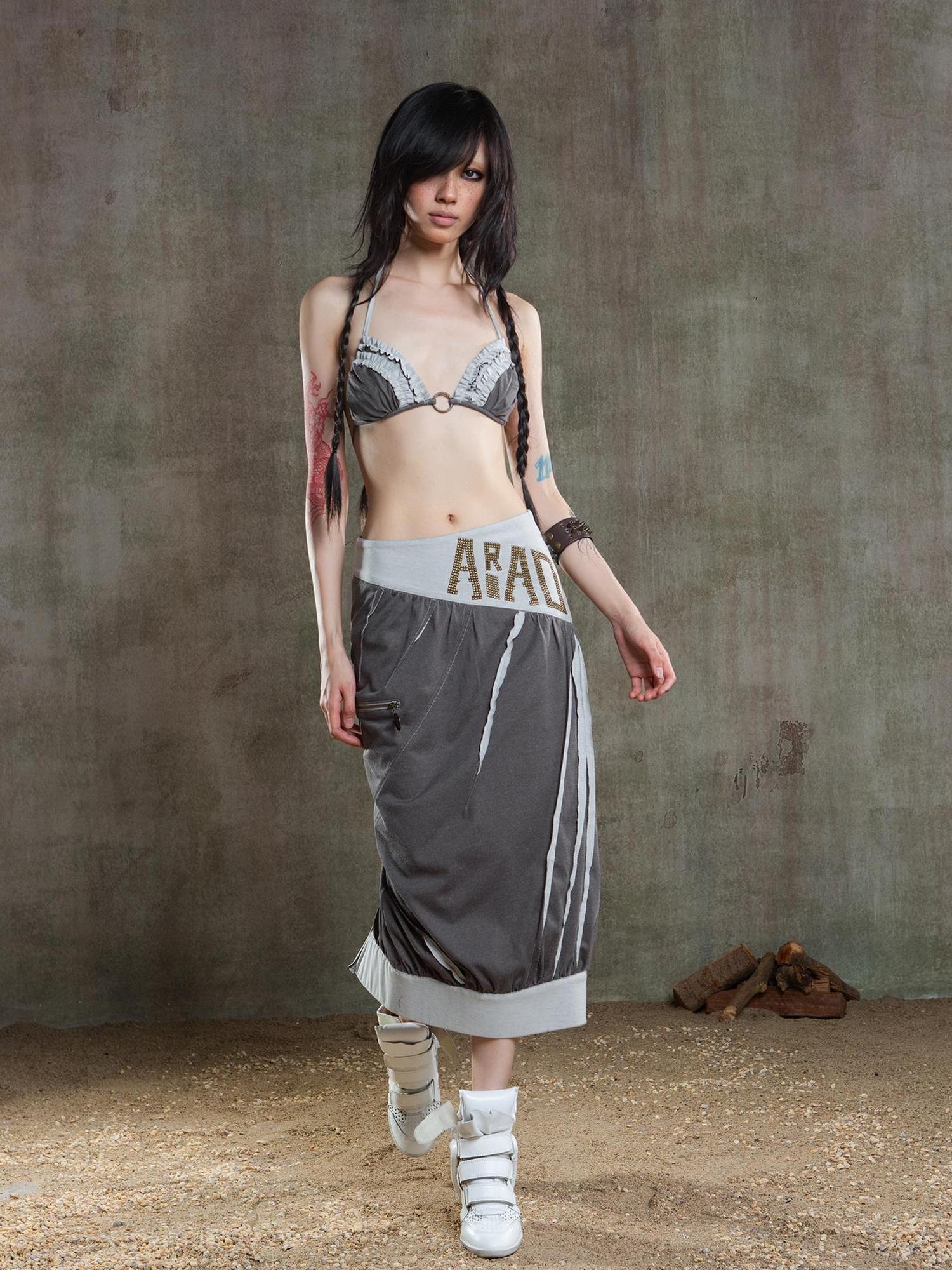 ARIADNAw Punk Crinkle Bikini Y2k Summer Edge