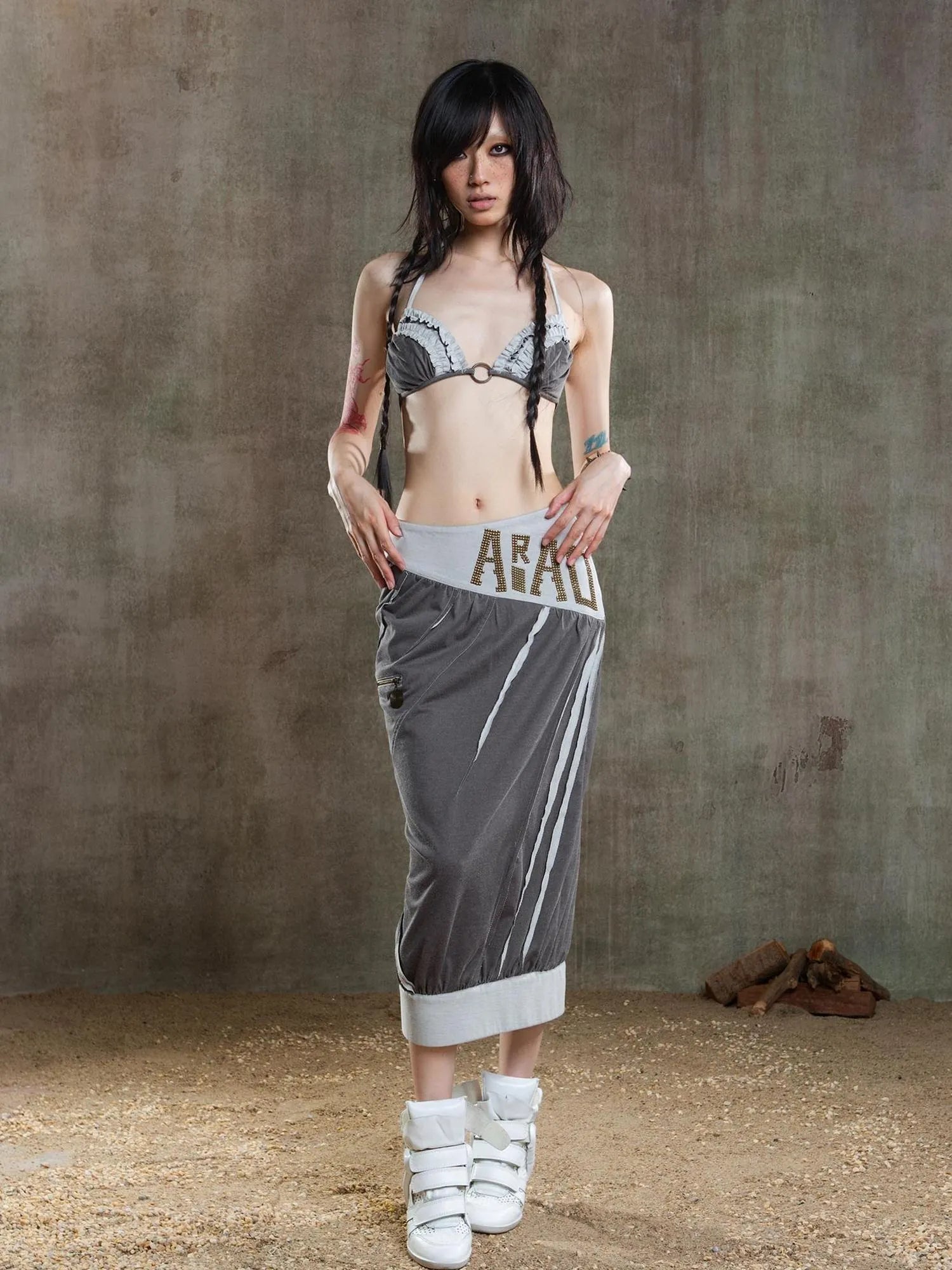 Punk Crinkle Bikini Y2k Summer Edge