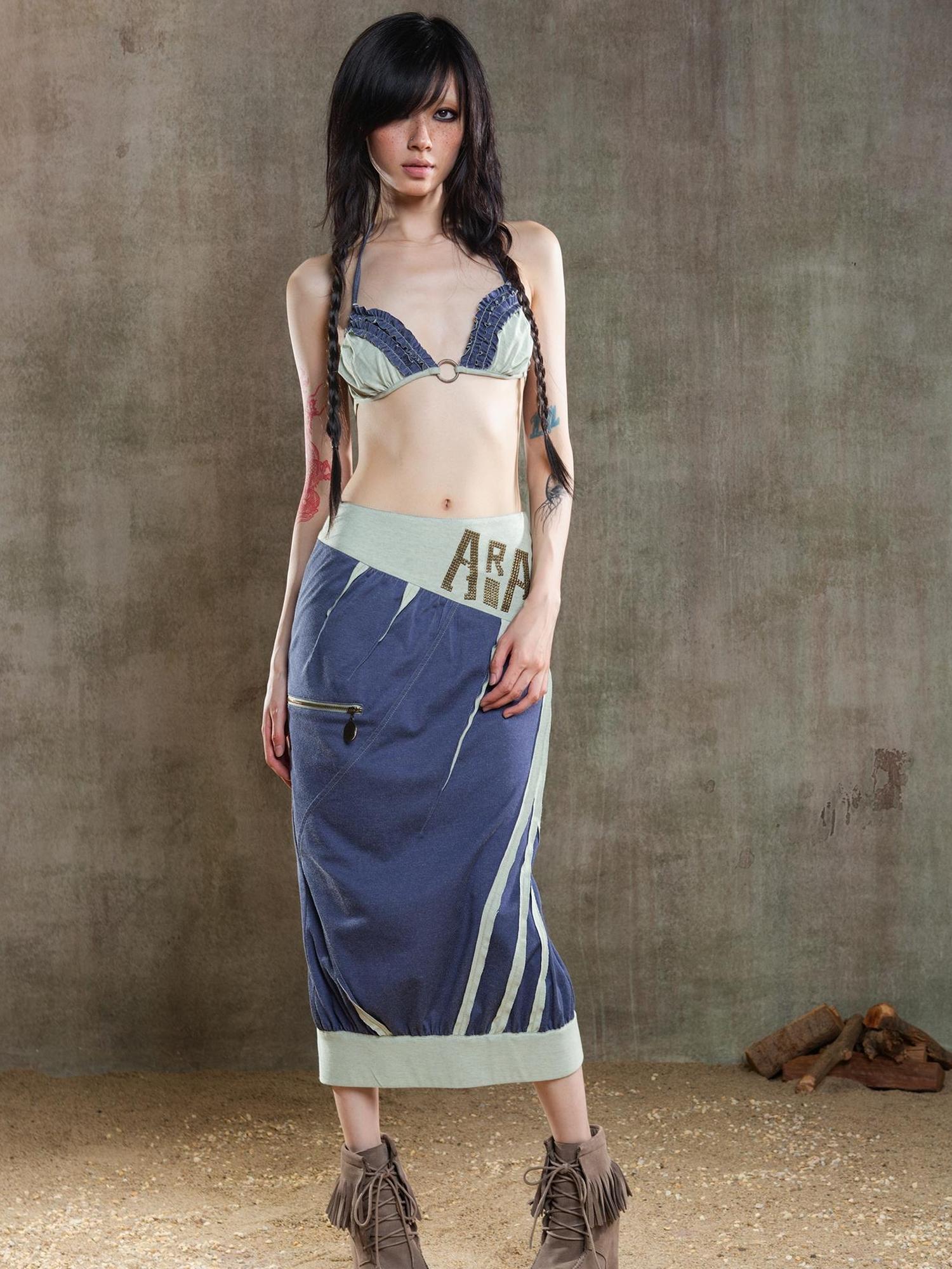 ARIADNAw Punk Crinkle Bikini Y2k Summer Edge