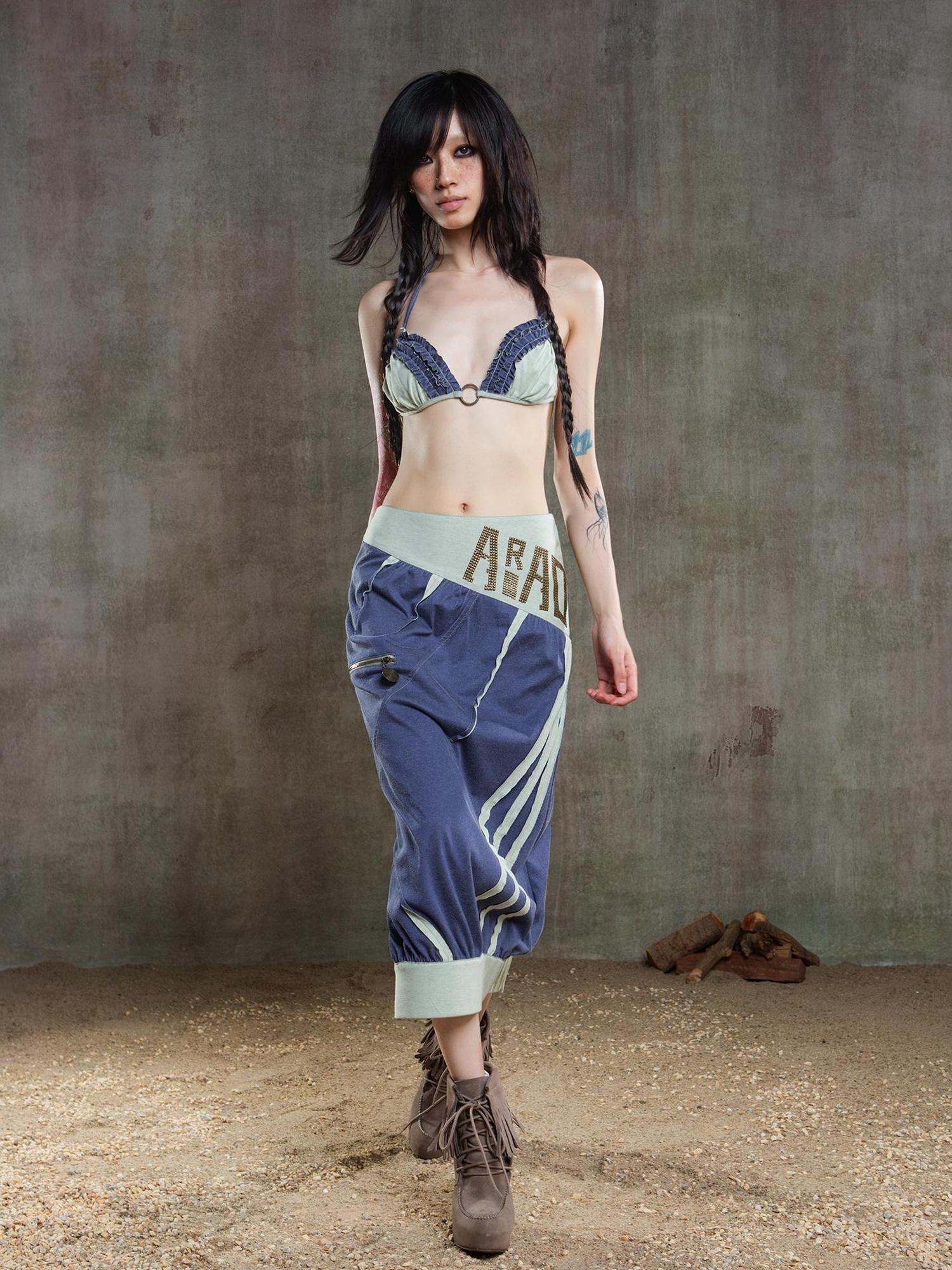 ARIADNAw Punk Crinkle Bikini Y2k Summer Edge