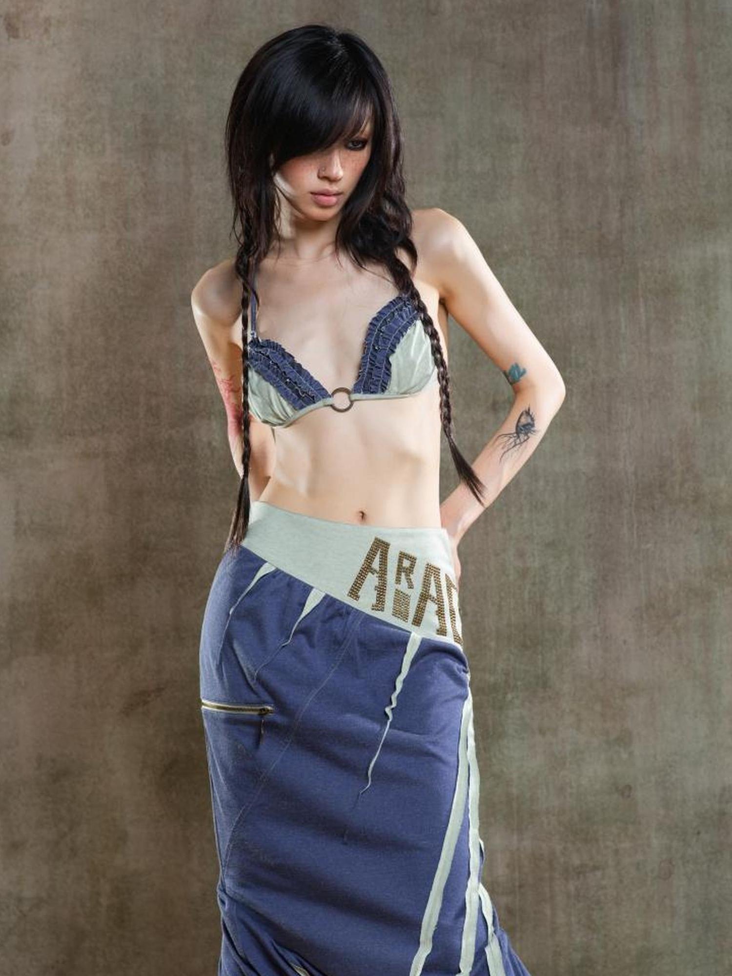 ARIADNAw Punk Crinkle Bikini Y2k Summer Edge