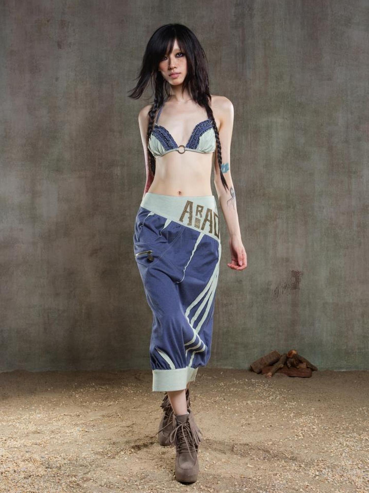ARIADNAw Punk Crinkle Bikini Y2k Summer Edge