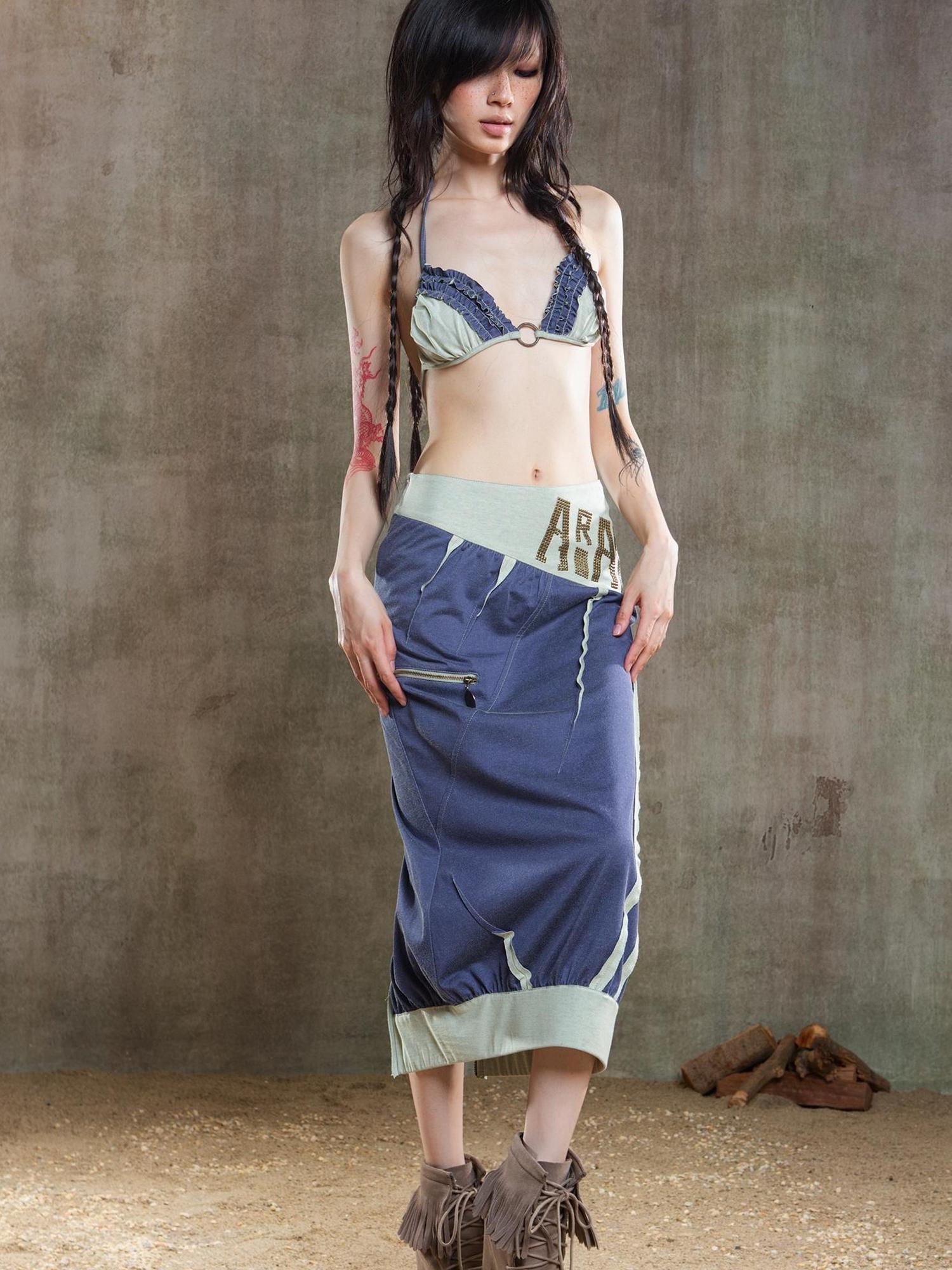 ARIADNAw Punk Crinkle Bikini Y2k Summer Edge