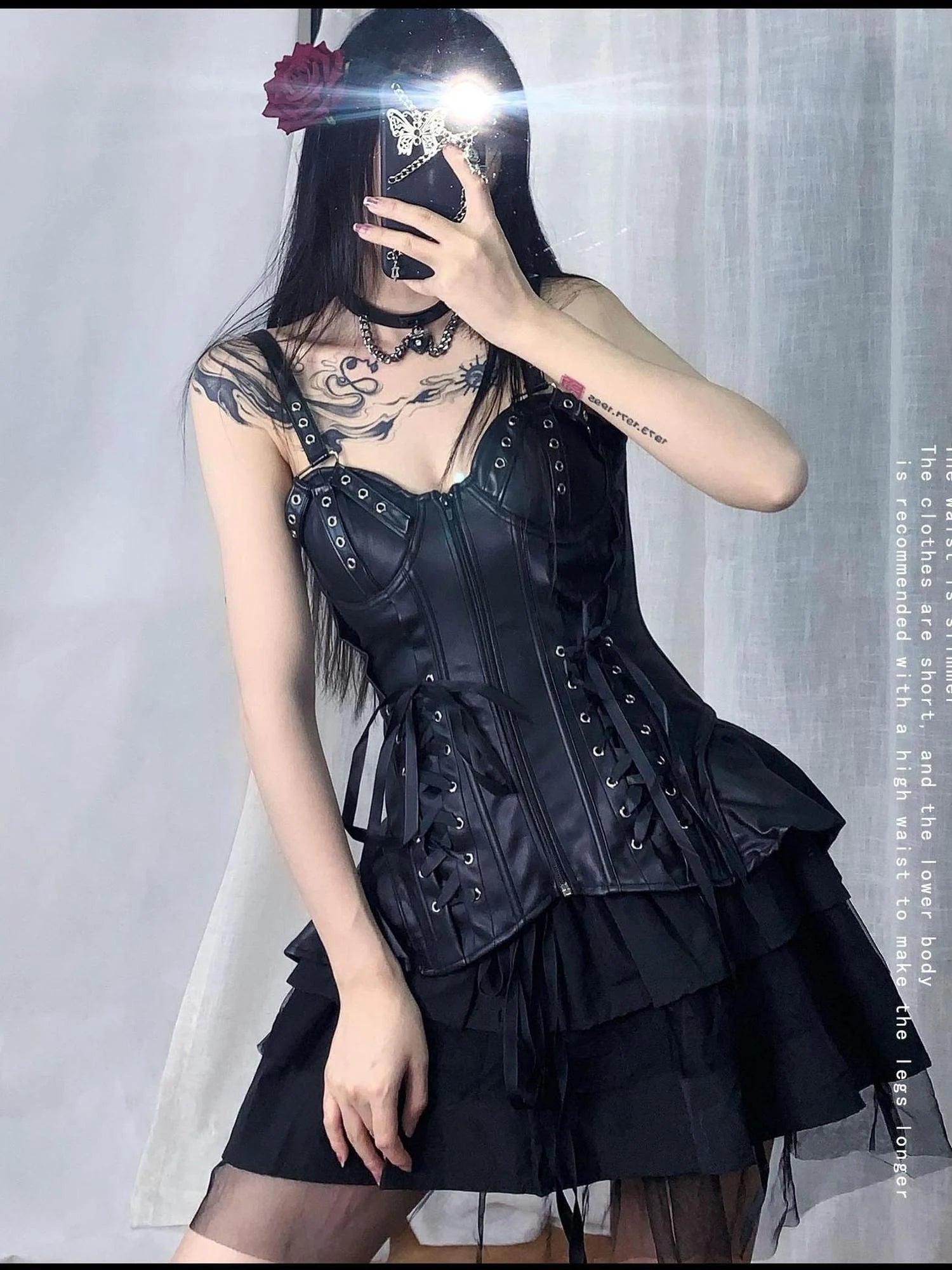 Punk Gothic Studded Bralette Leather Jacket For Dark Metal Chic Women