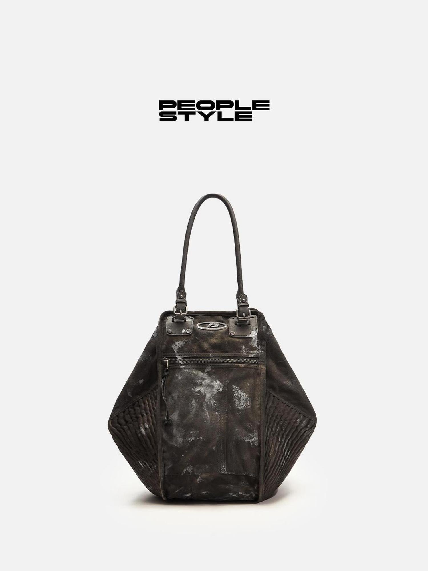 Peoplesense Punk Grunge Wrinkled Underarm Tote Vintage Soft Crossbody Bag