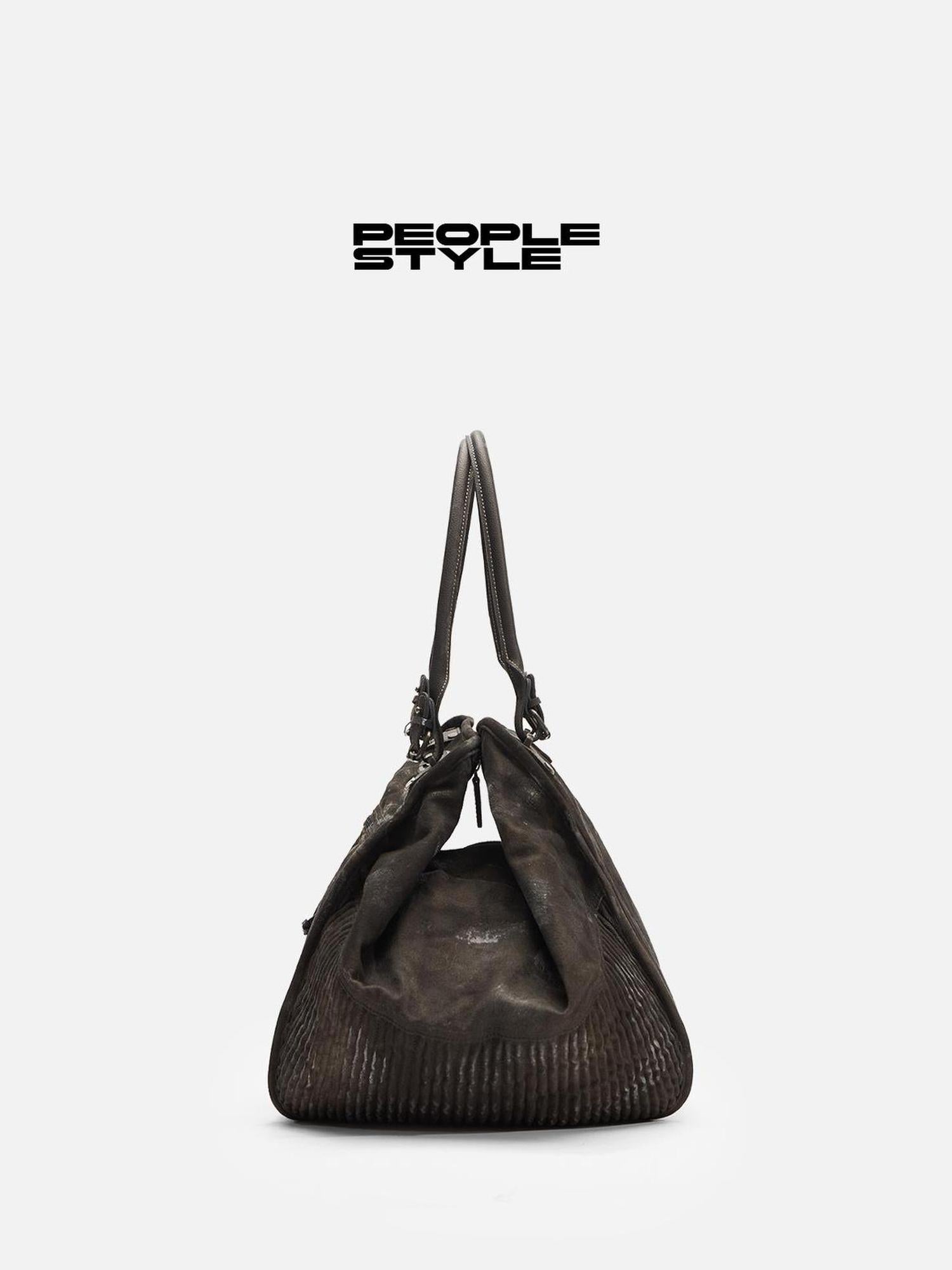 Peoplesense Punk Grunge Wrinkled Underarm Tote Vintage Soft Crossbody Bag