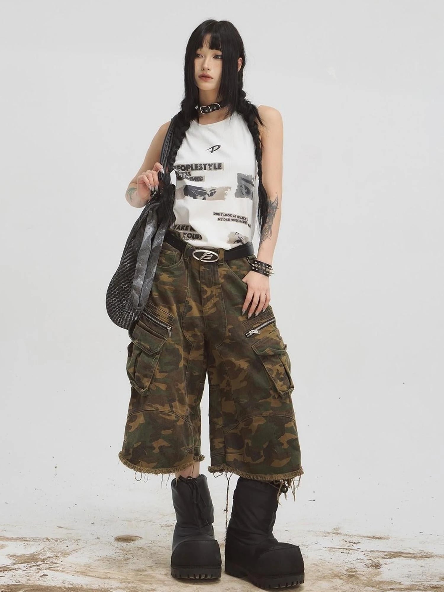 Punk Grunge Wrinkled Underarm Tote Vintage Soft Crossbody Bag