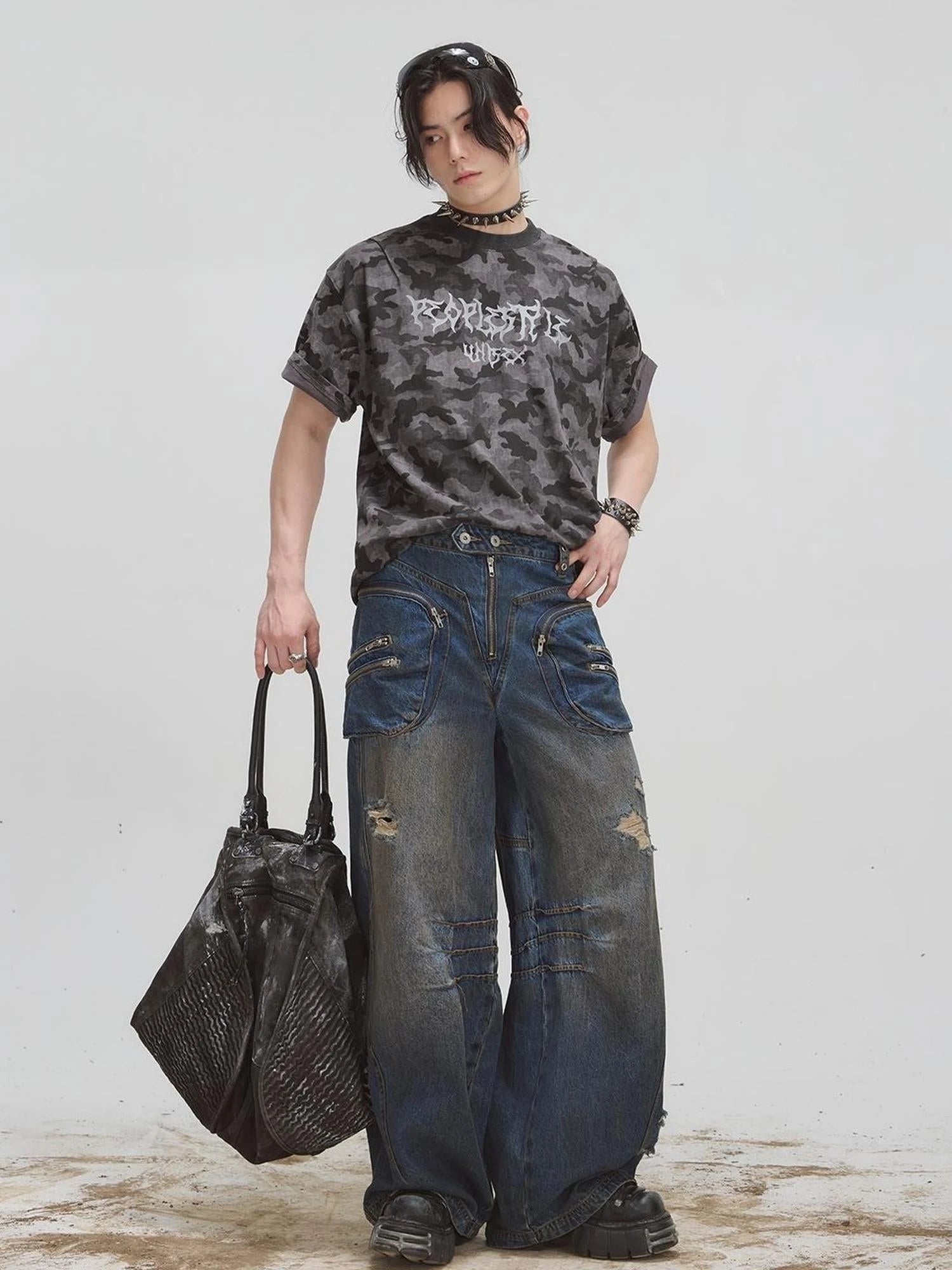 Punk Grunge Wrinkled Underarm Tote Vintage Soft Crossbody Bag