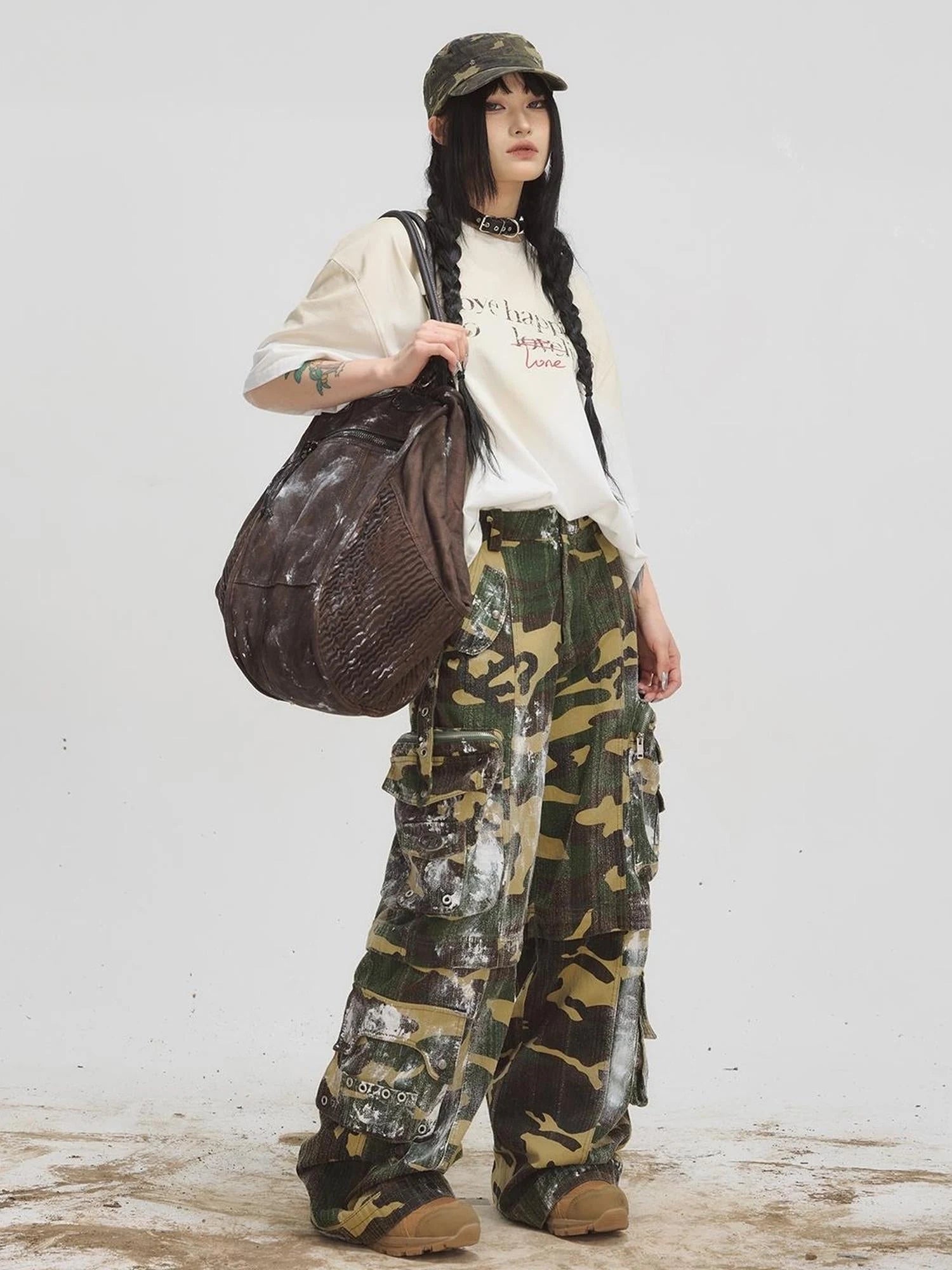 Punk Grunge Wrinkled Underarm Tote Vintage Soft Crossbody Bag