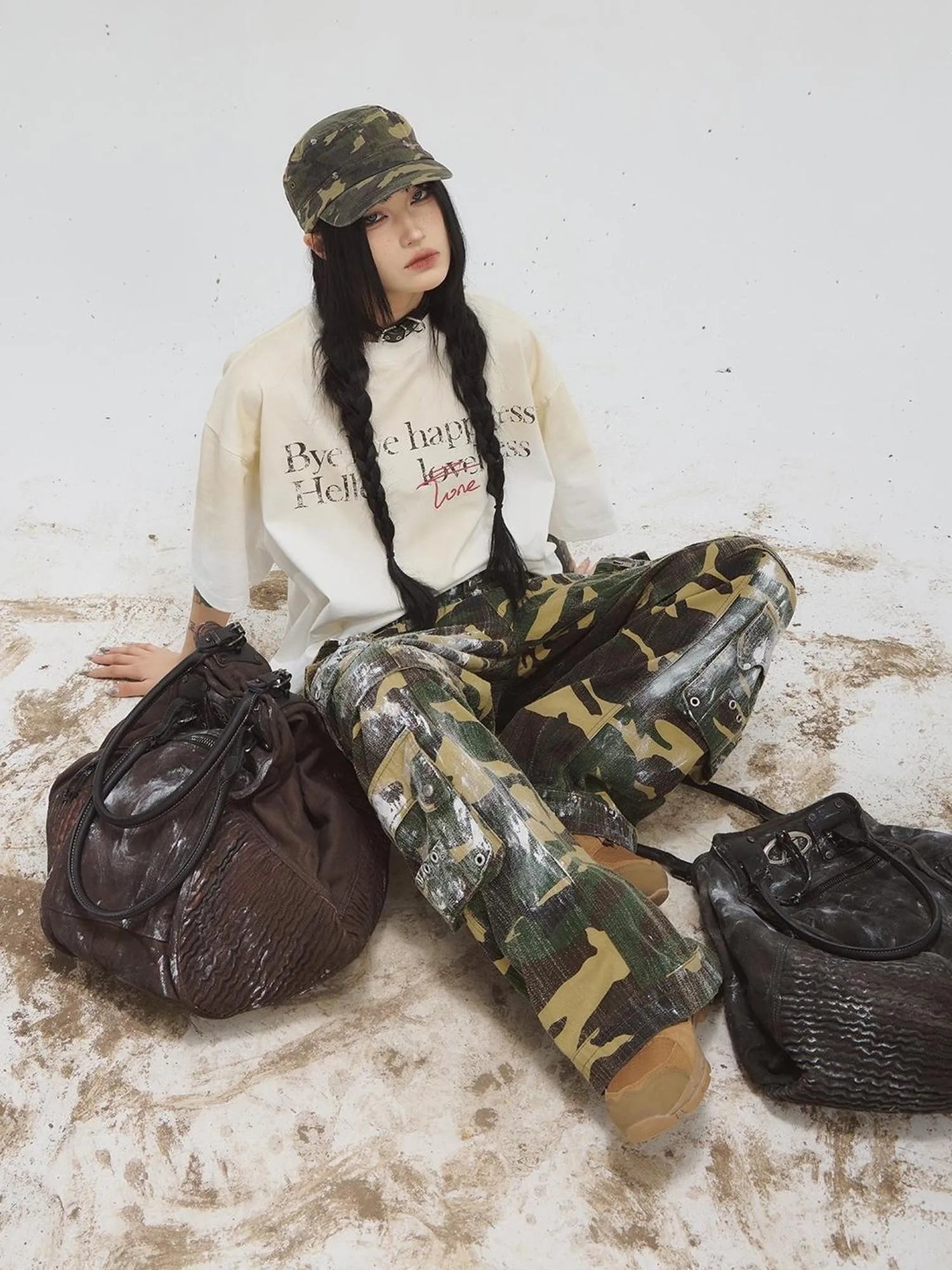 Punk Grunge Wrinkled Underarm Tote Vintage Soft Crossbody Bag