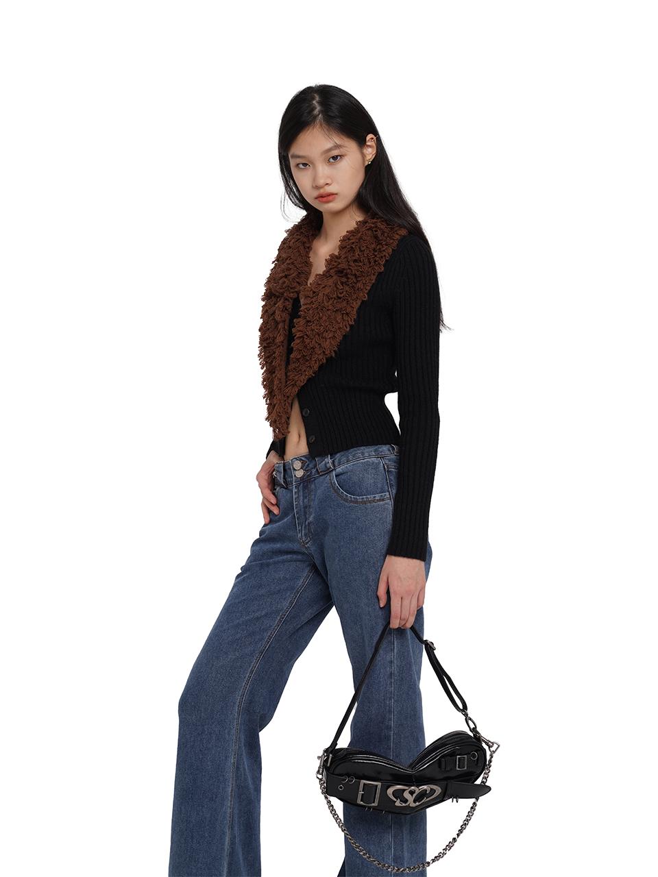SweetChilling Punk Heart Chain Bag Genuine Leather Crossbody Bag