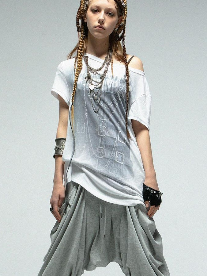 Doublepunch Punk Knit Sleeveless Tee With Digital Print T-Shirt