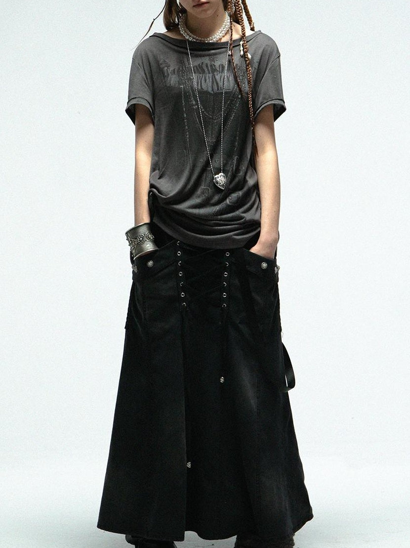 Doublepunch Punk Knit Sleeveless Tee With Digital Print T-Shirt