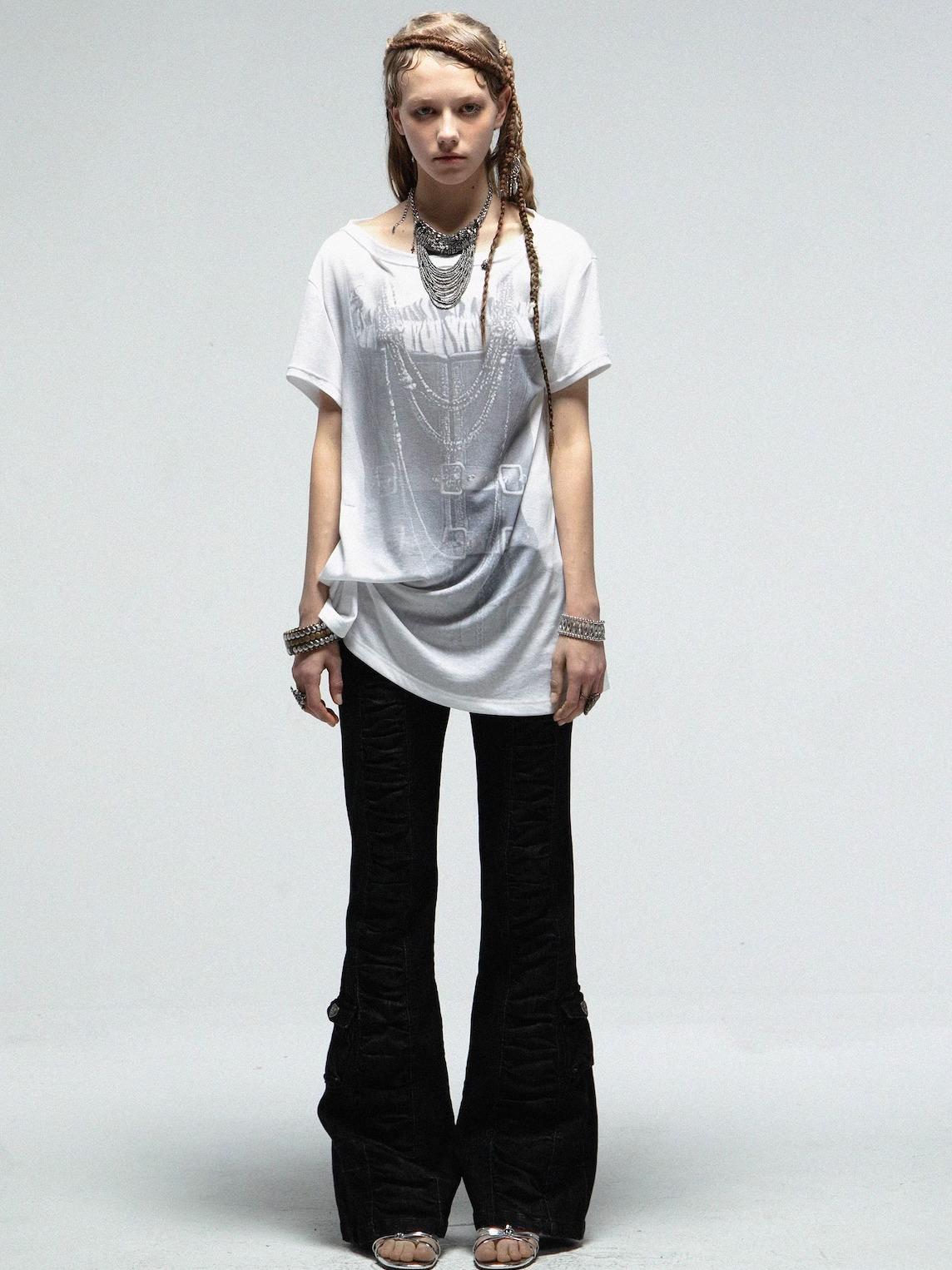Doublepunch Punk Knit Sleeveless Tee With Digital Print T-Shirt