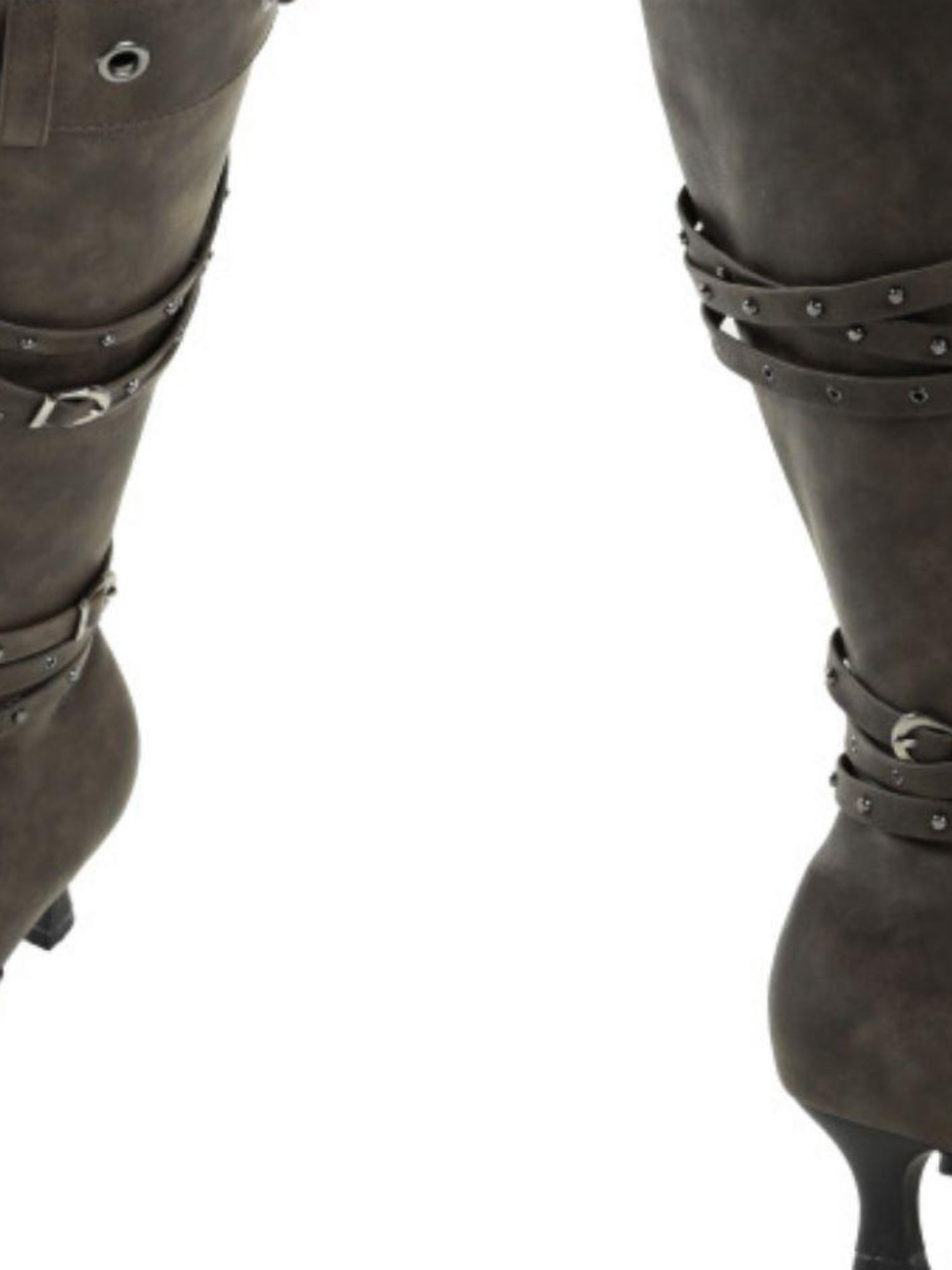 2th Desire Punk Lace-Up Eyelet Rivet Knee High Combat Boots
