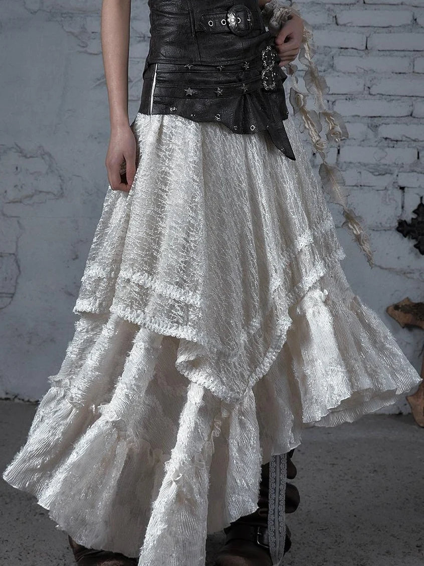 Punk Lace Bustier Skirt Two-Way Wrap Gothic Plaid Dresses
