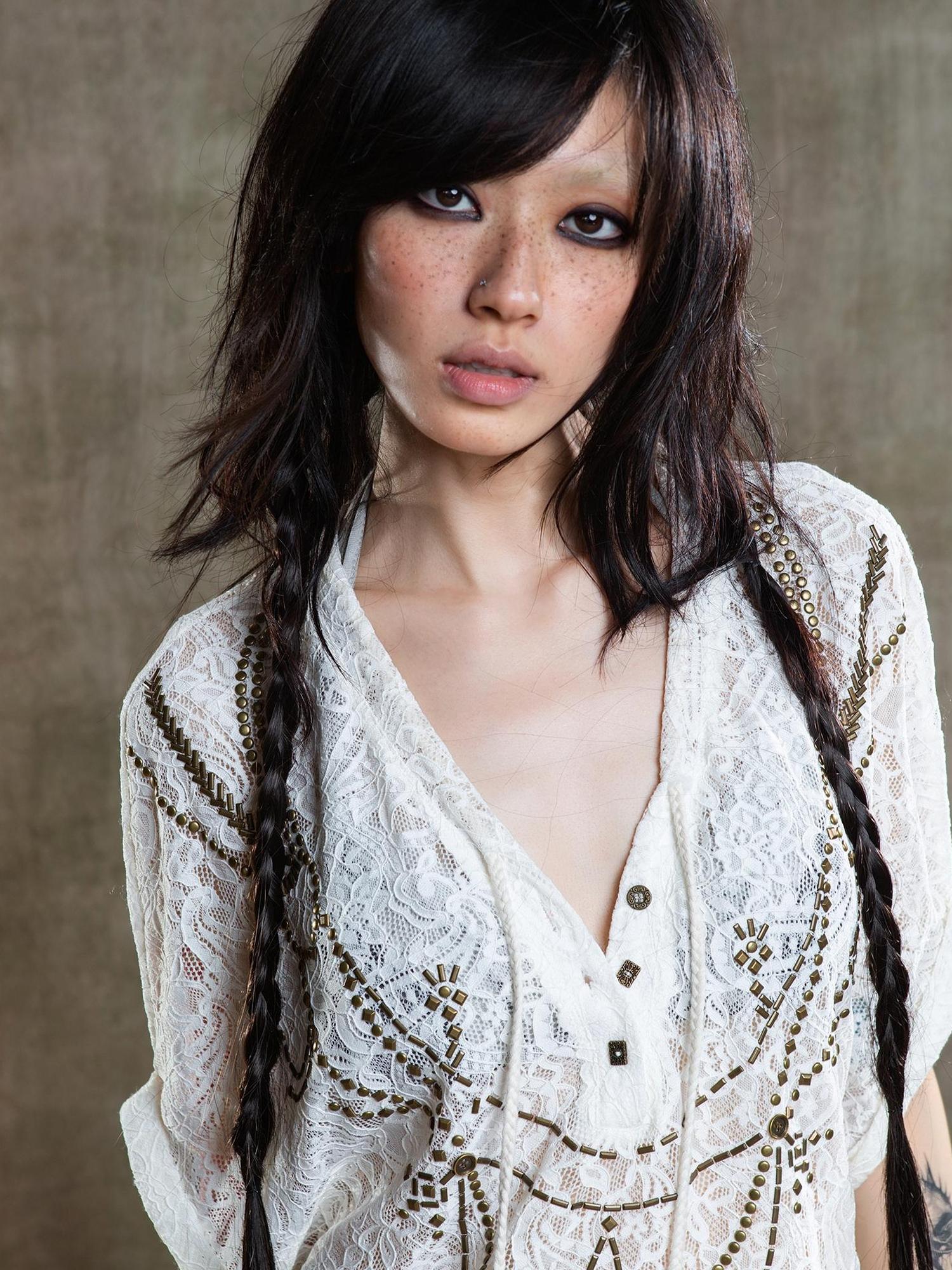 ARIADNAw Punk Lace Shirt Dress With Vintage Diamond Cut
