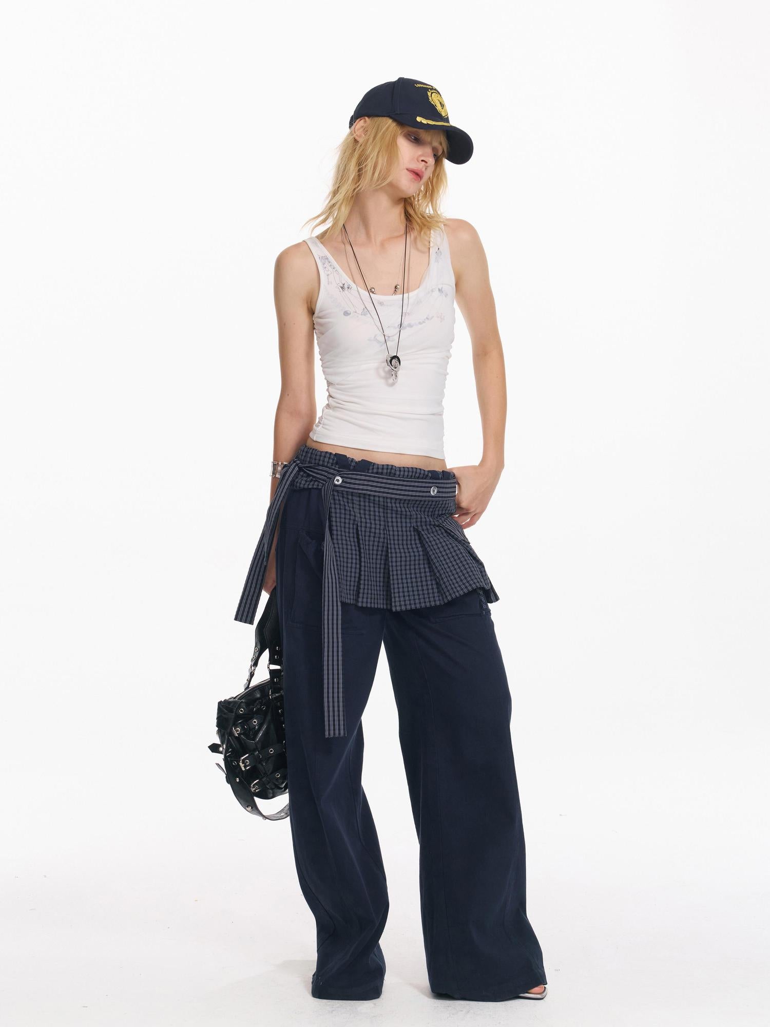 2th Desire Punk Necklace Print Mesh Slim Camisole Top