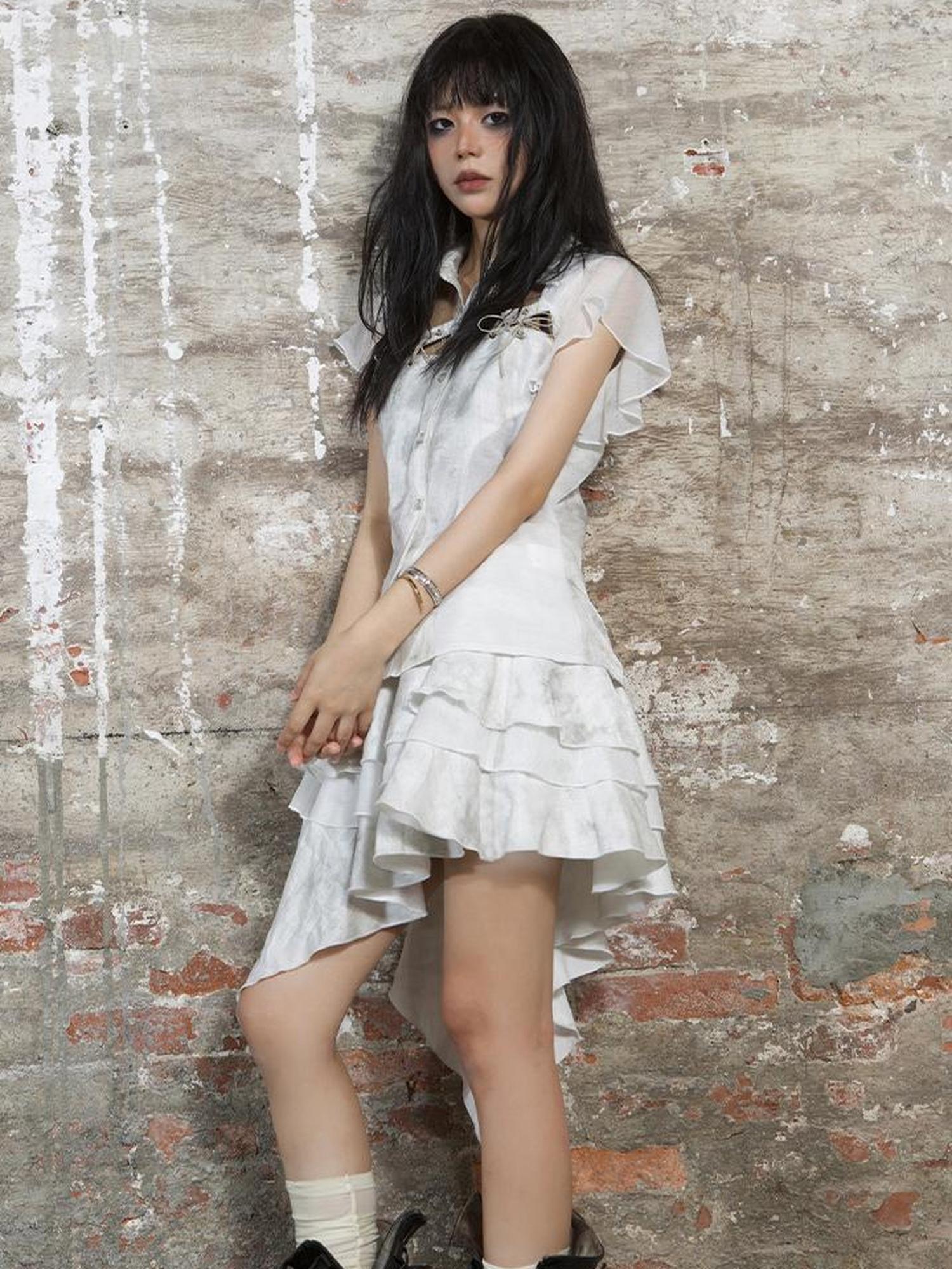 ARIADNAw Punk Niche Asymmetrical Cake Skirt