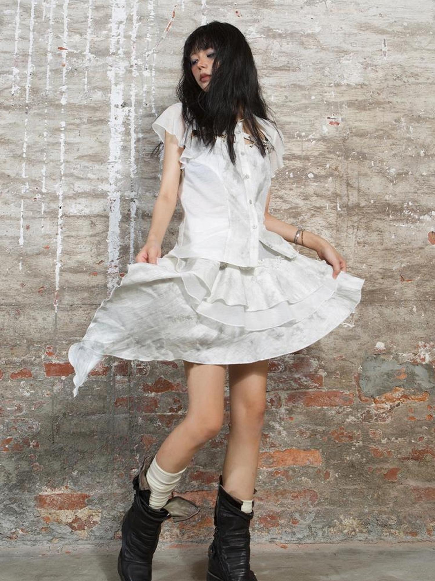 ARIADNAw Punk Niche Asymmetrical Cake Skirt