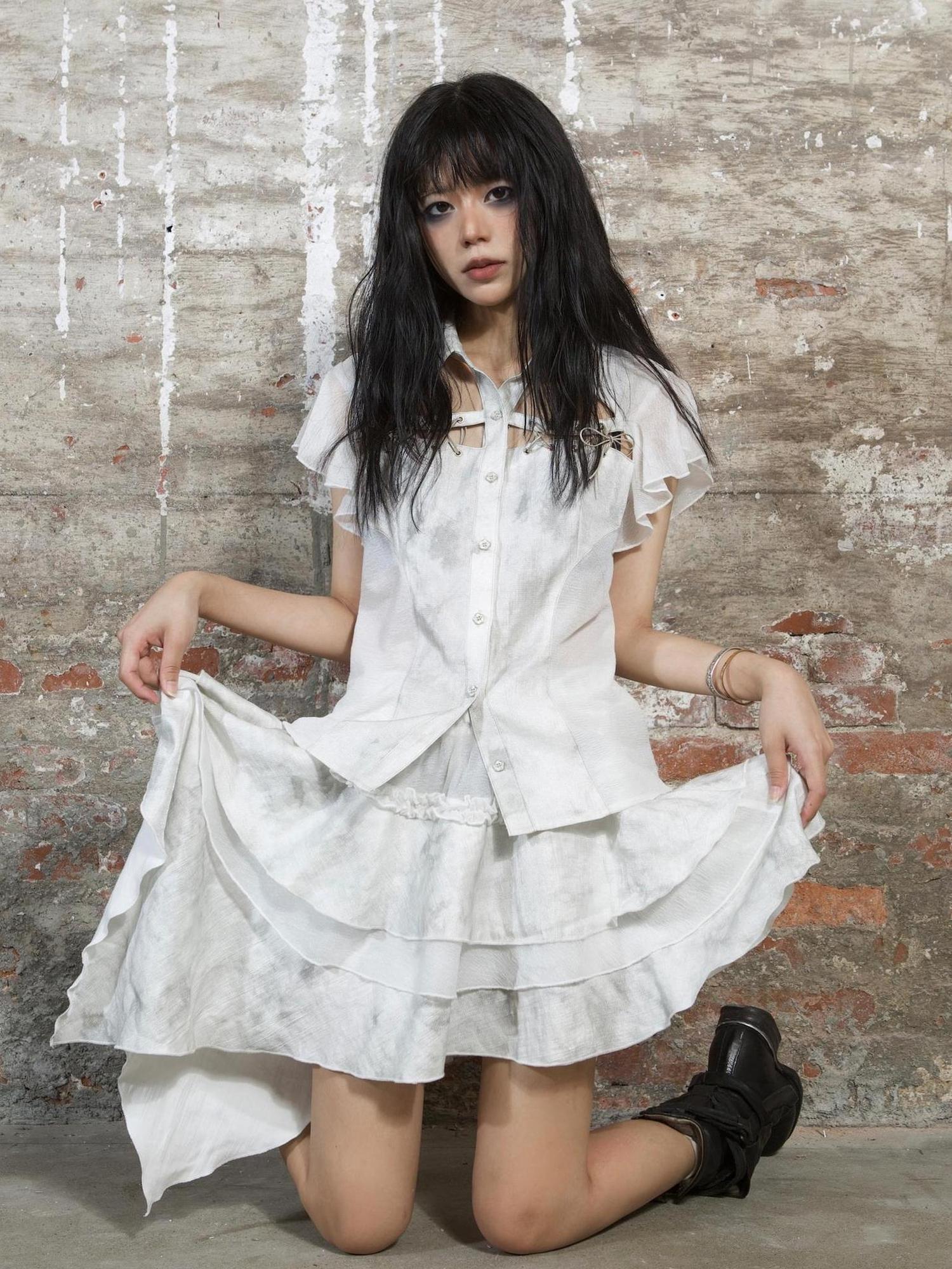 ARIADNAw Punk Niche Asymmetrical Cake Skirt
