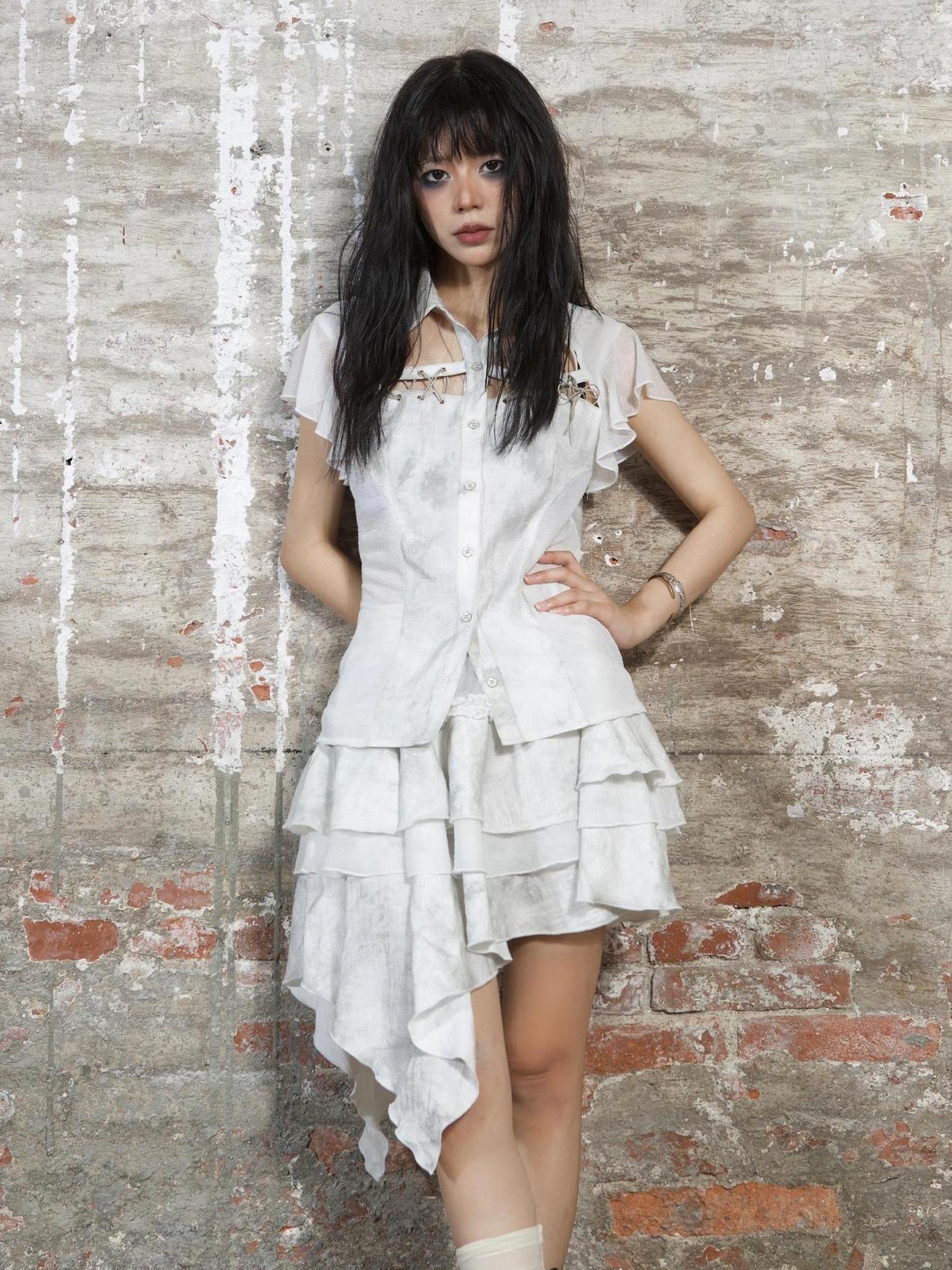 ARIADNAw Punk Niche Asymmetrical Cake Skirt