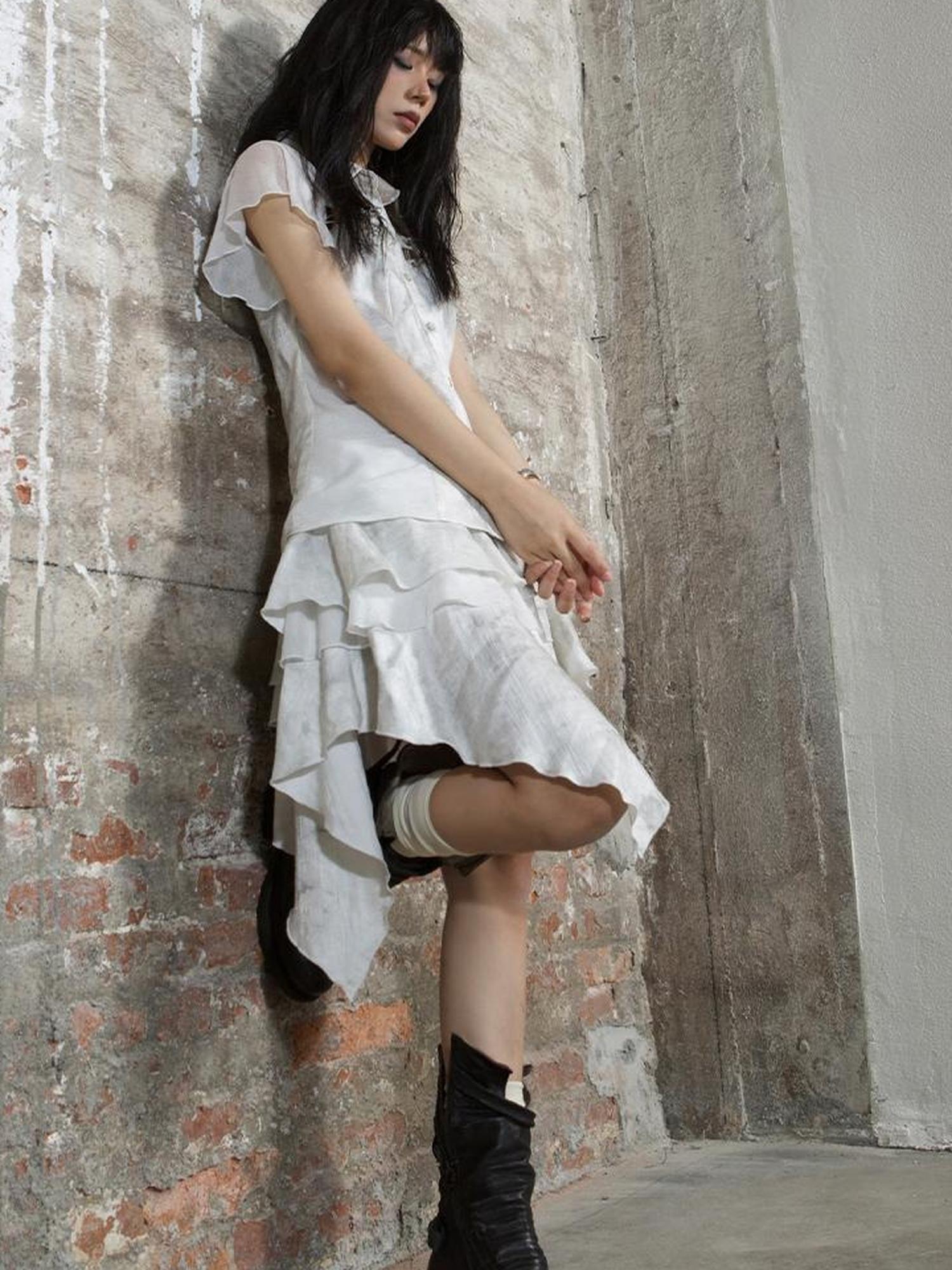 ARIADNAw Punk Niche Asymmetrical Cake Skirt