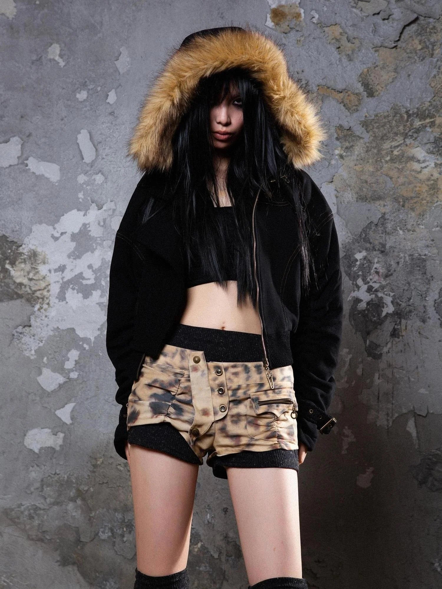 Punk Patchwork Split Jacket Loose Streetwear Coat