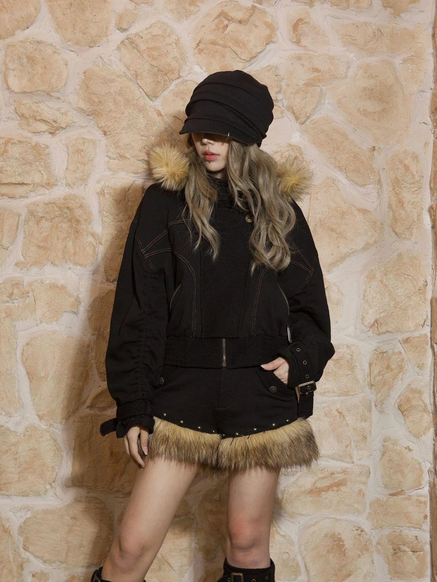 Punk Patchwork Split Jacket Loose Streetwear Coat