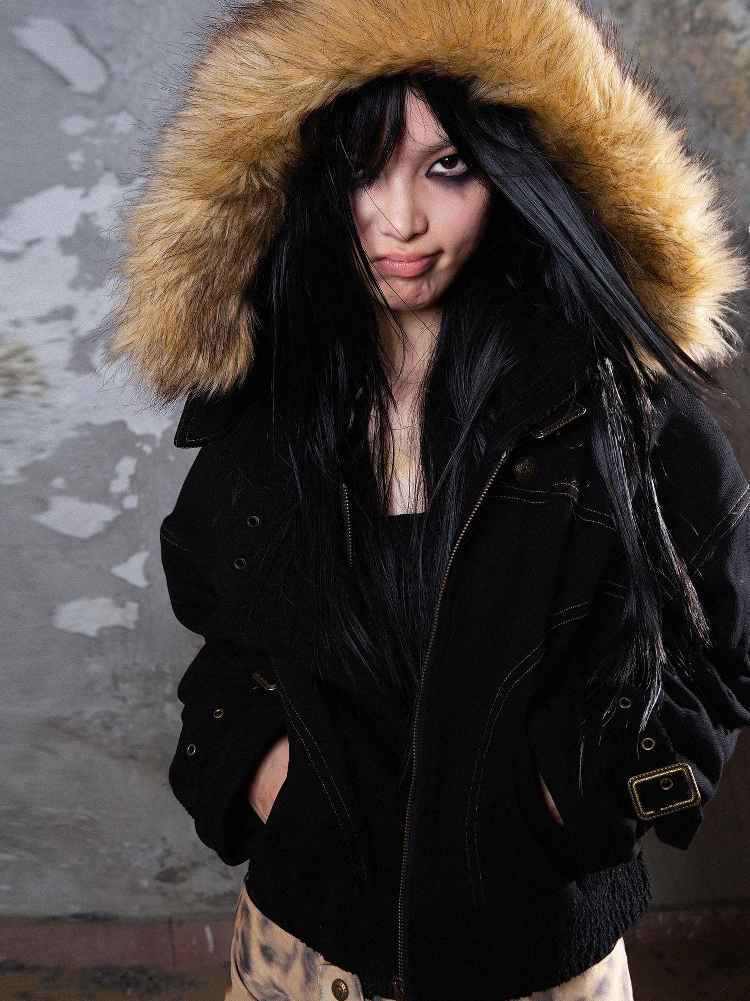 ARIADNAw Punk Patchwork Split Jacket Loose Streetwear Coat