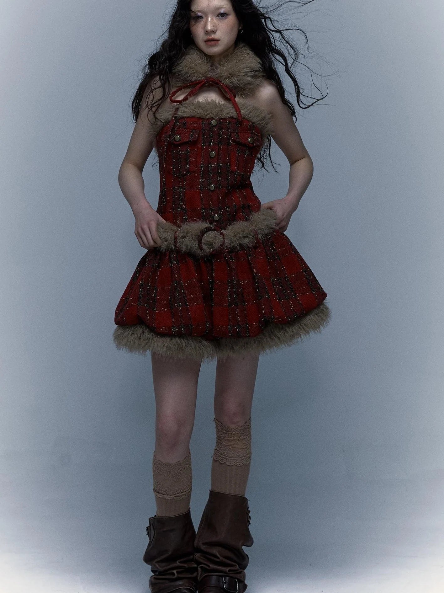 Punk Plaid Bustier Tube Dress For Christmas Party Dresses