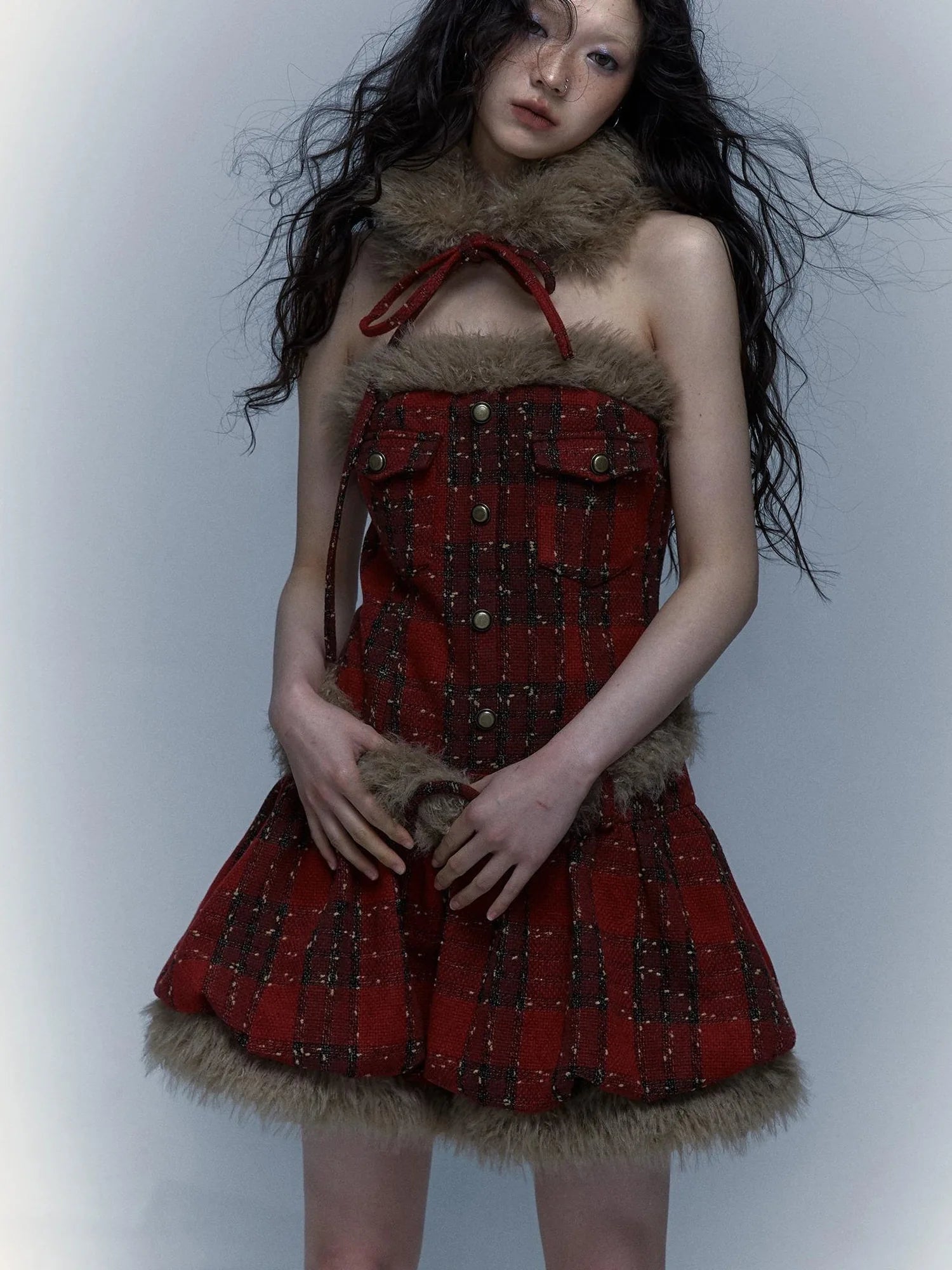 Punk Plaid Bustier Tube Dress For Christmas Party Dresses