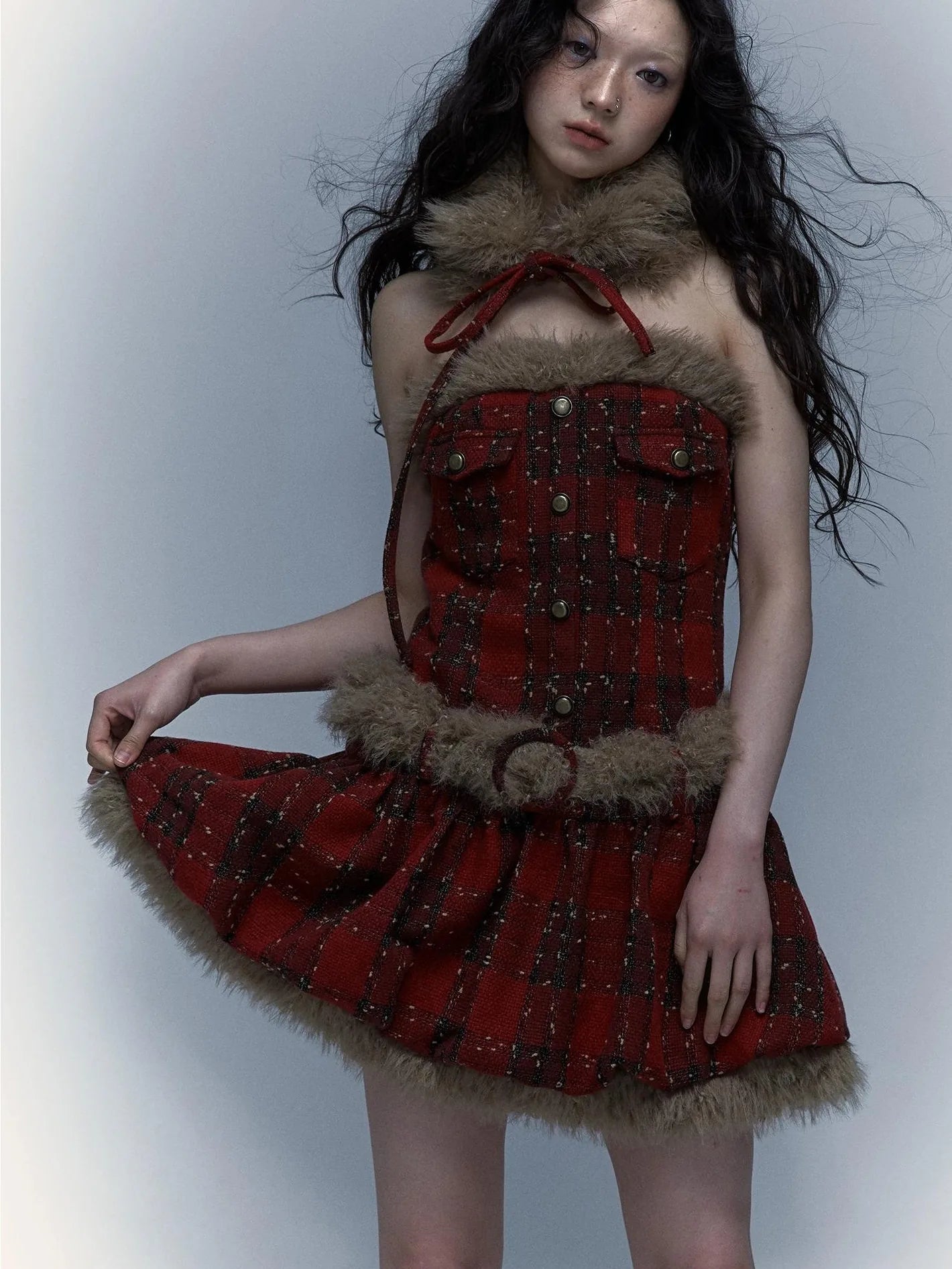 Punk Plaid Bustier Tube Dress For Christmas Party Dresses