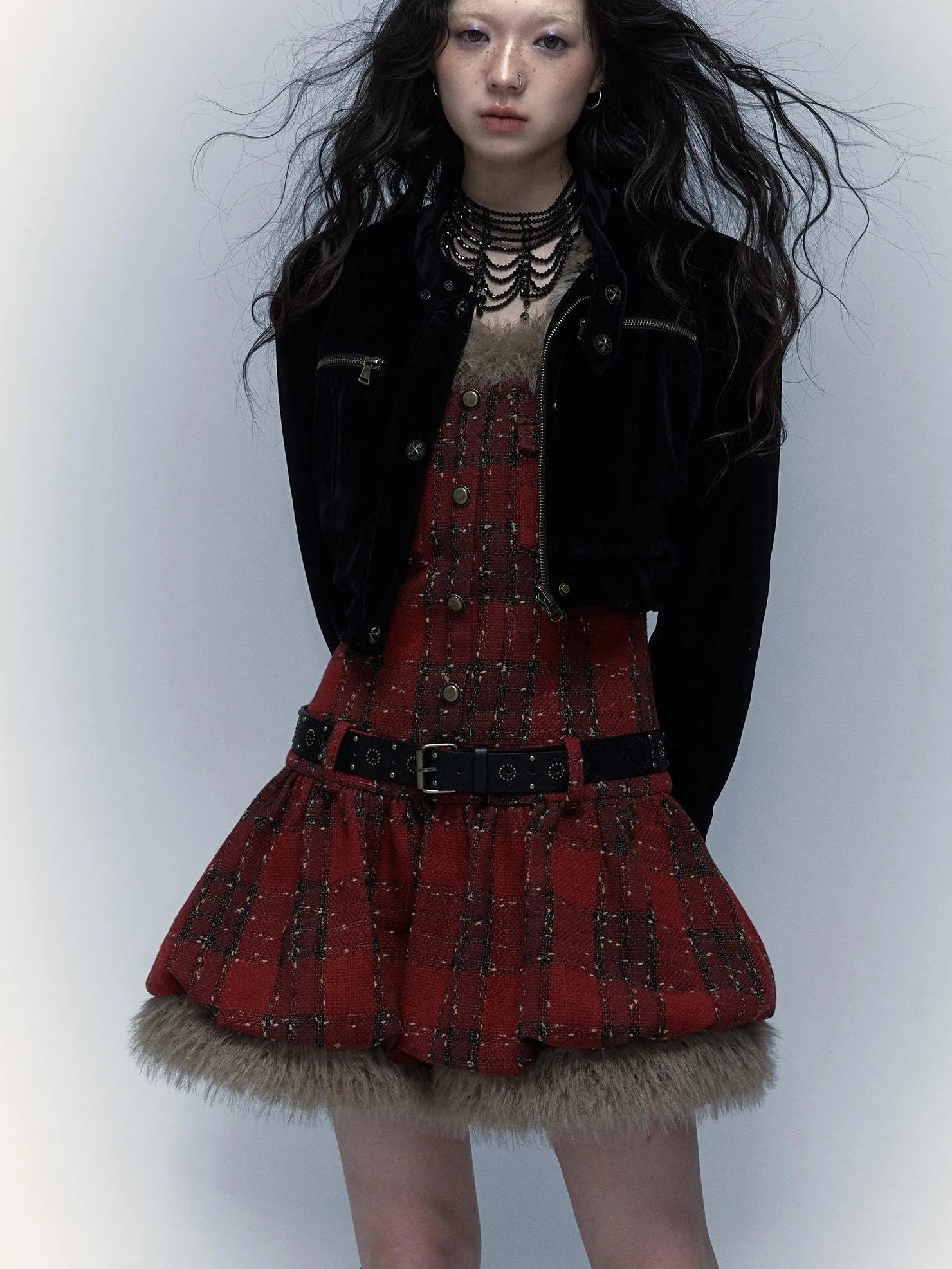 Punk Plaid Bustier Tube Dress For Christmas Party Dresses
