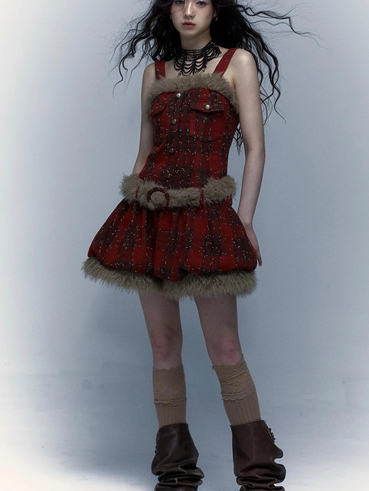 Punk Plaid Bustier Tube Dress For Christmas Party Dresses