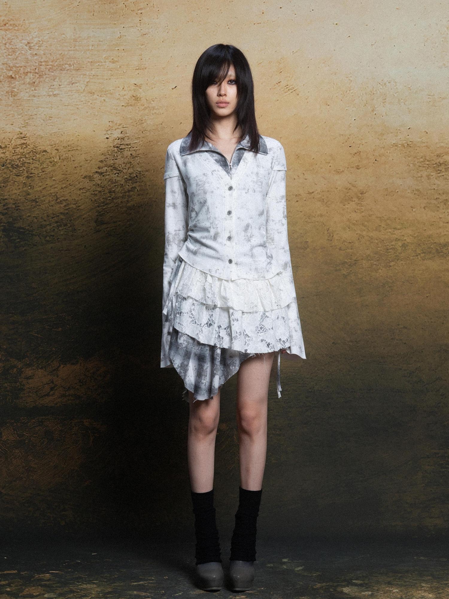ARIADNAw Punk Plaid Contrast Panel Dress Rebellious Spring Style
