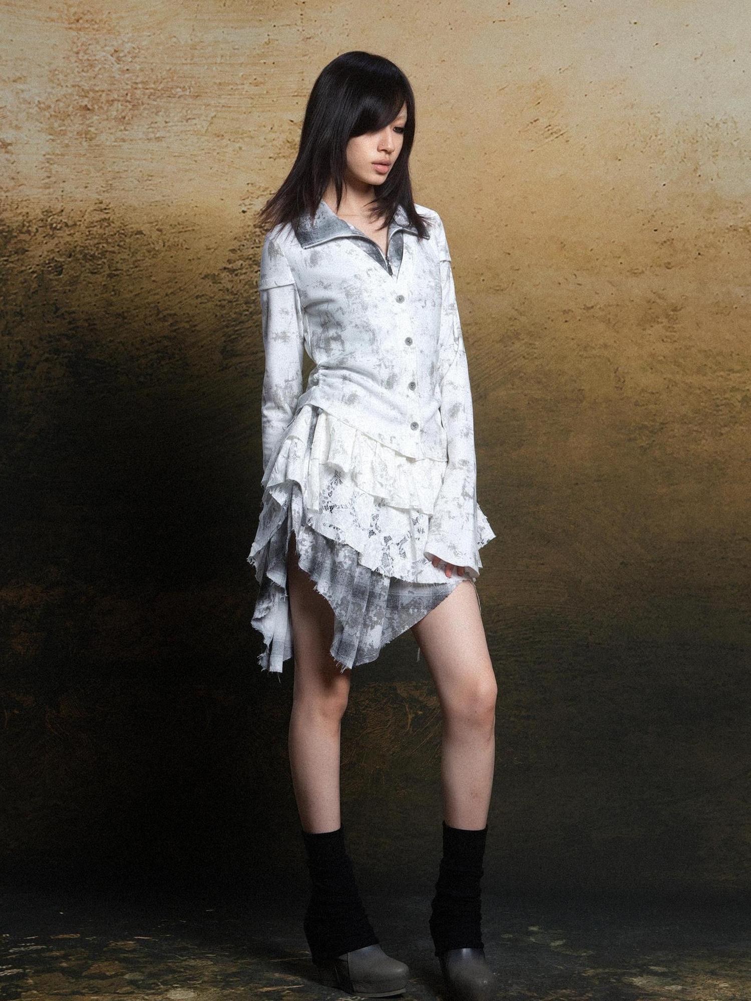 ARIADNAw Punk Plaid Contrast Panel Dress Rebellious Spring Style