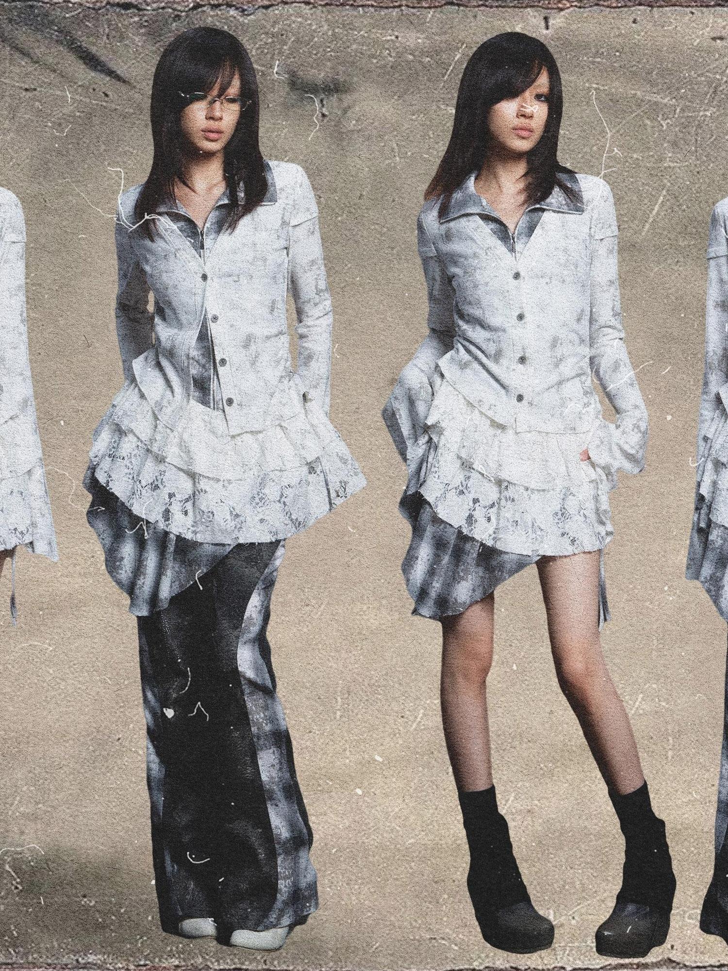 ARIADNAw Punk Plaid Contrast Panel Dress Rebellious Spring Style