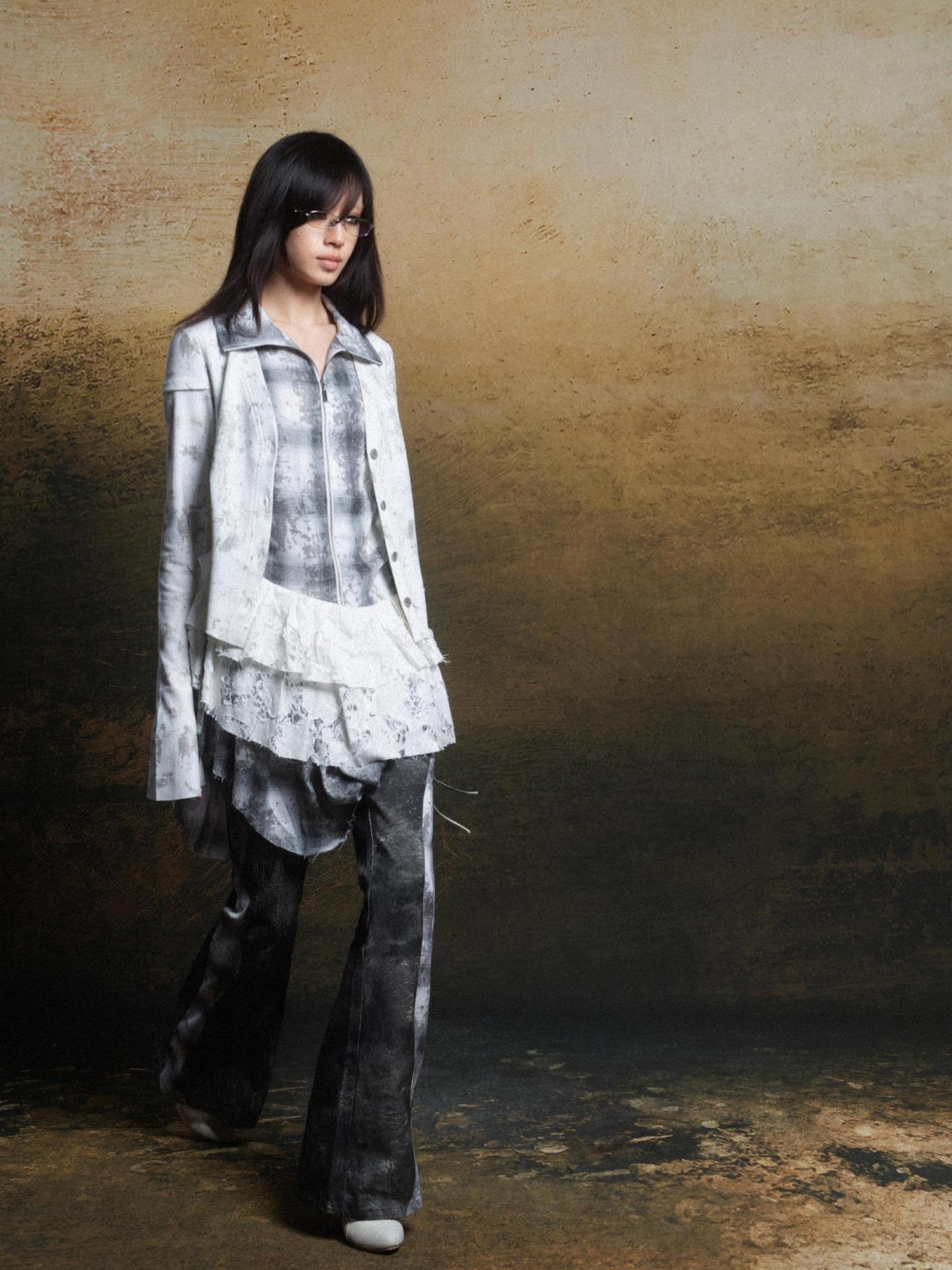 ARIADNAw Punk Plaid Contrast Panel Dress Rebellious Spring Style