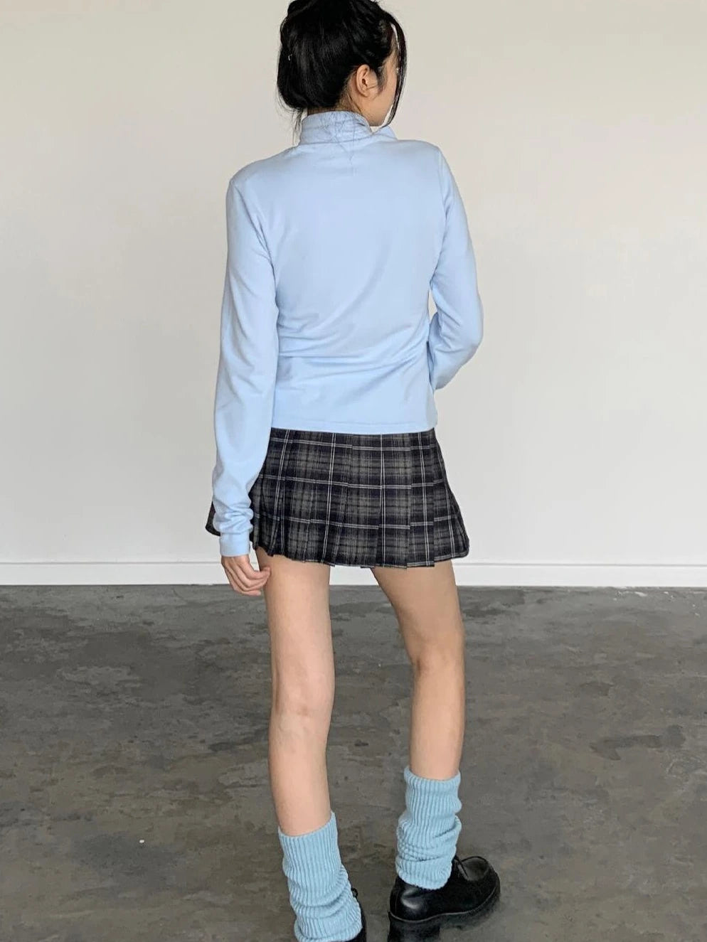 Punk Plaid Pleated Mini Skirt Mid Waist Lined A-Line Skirt