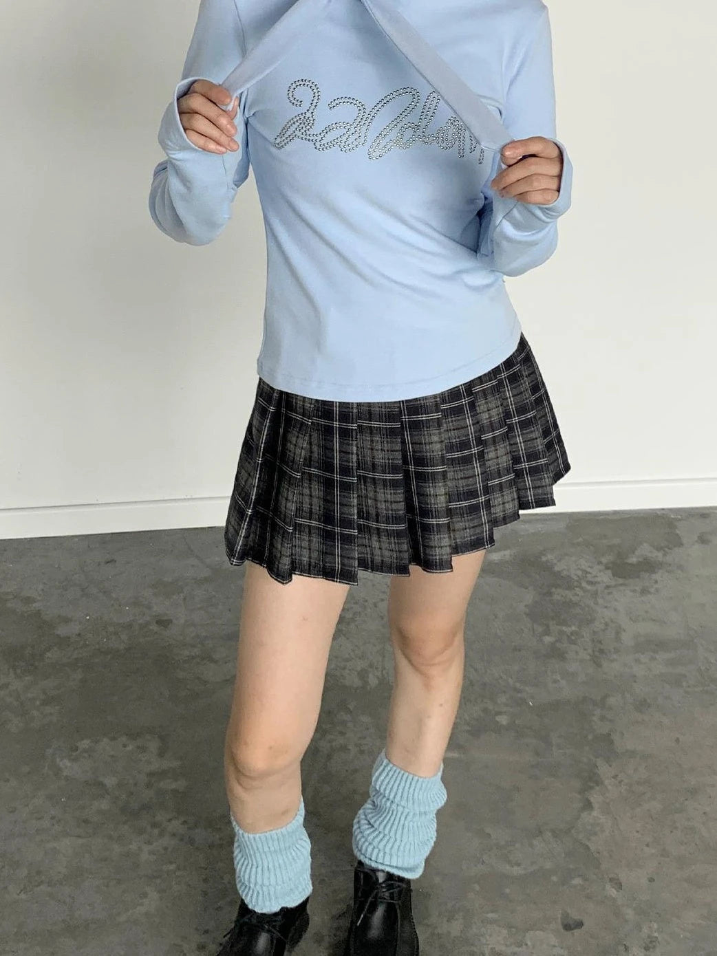 Punk Plaid Pleated Mini Skirt Mid Waist Lined A-Line Skirt
