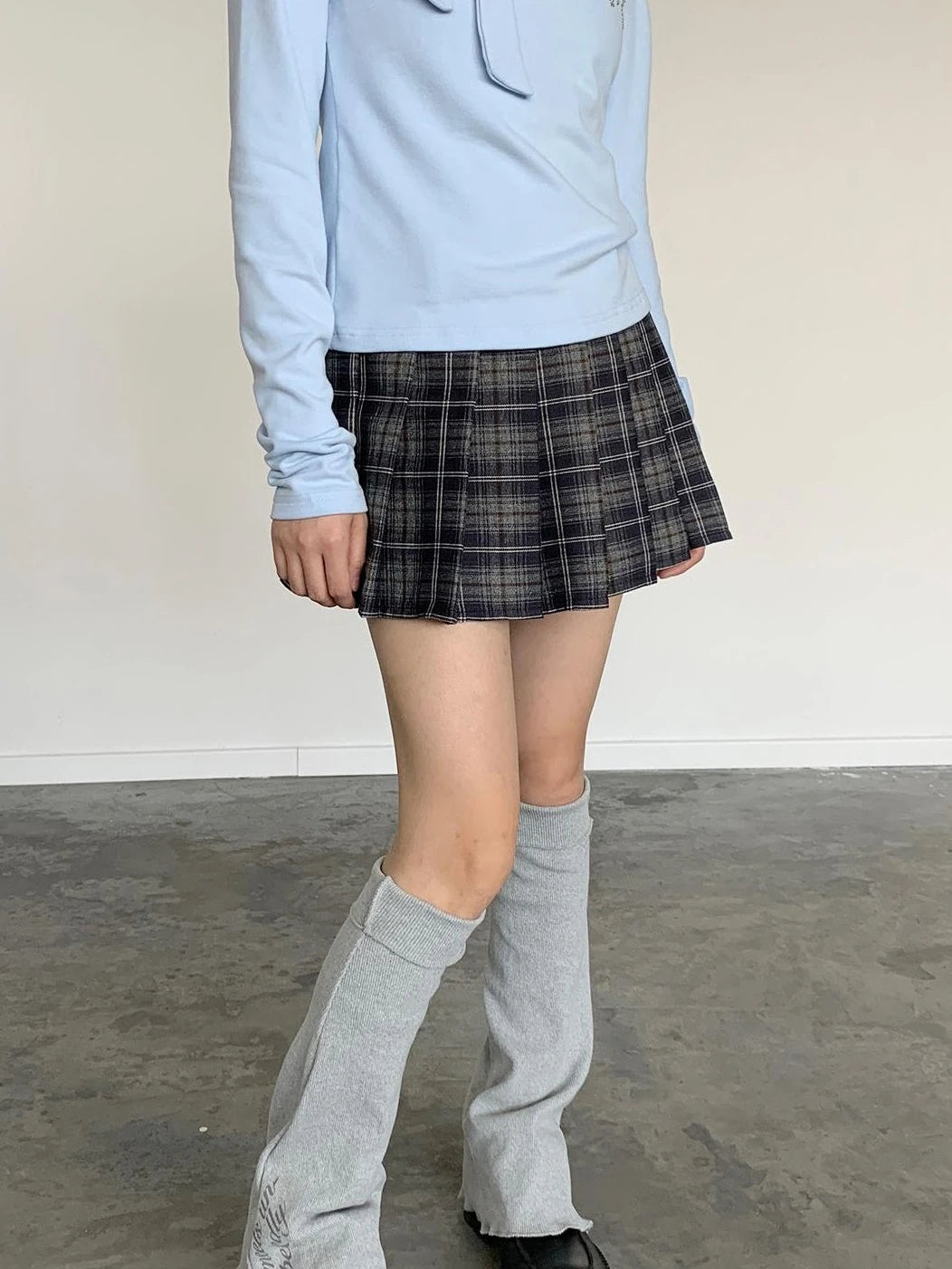 Punk Plaid Pleated Mini Skirt Mid Waist Lined A-Line Skirt