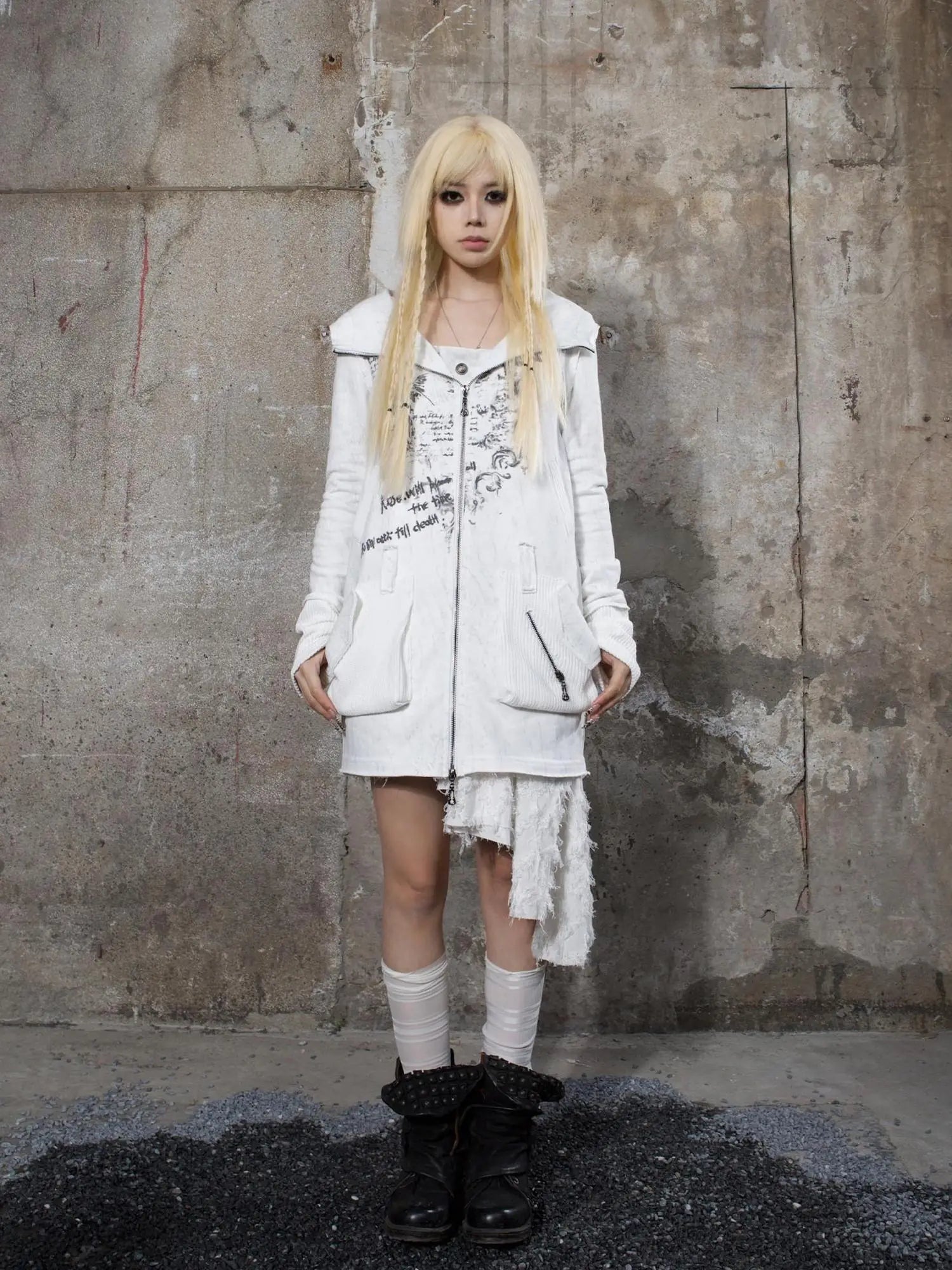 Punk Print Hooded Sweatshirt Spring Women Long Sleeve Top