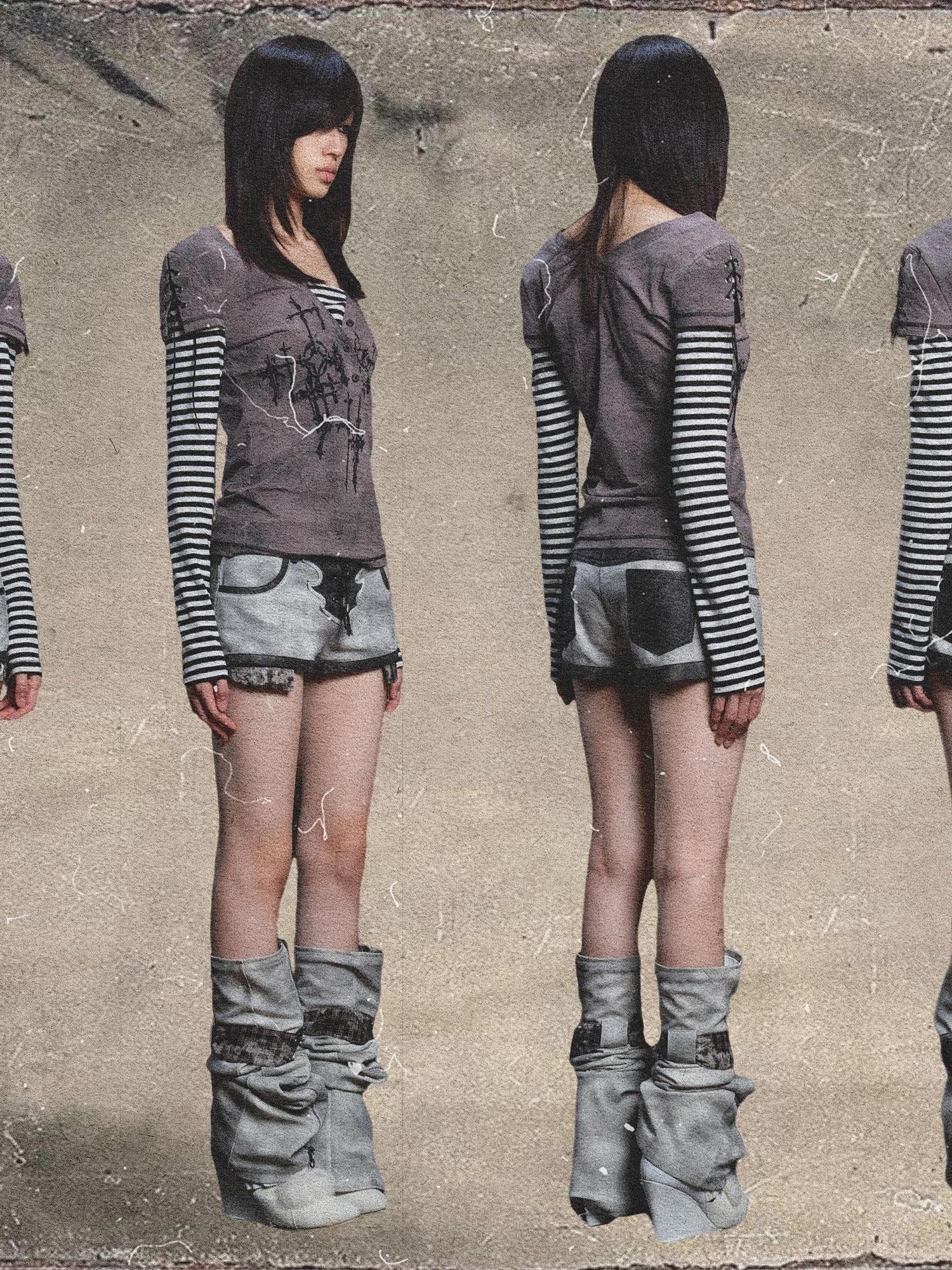 ARIADNAw Punk Rebel Ariadna Pu Shorts Leggings Color Block Design