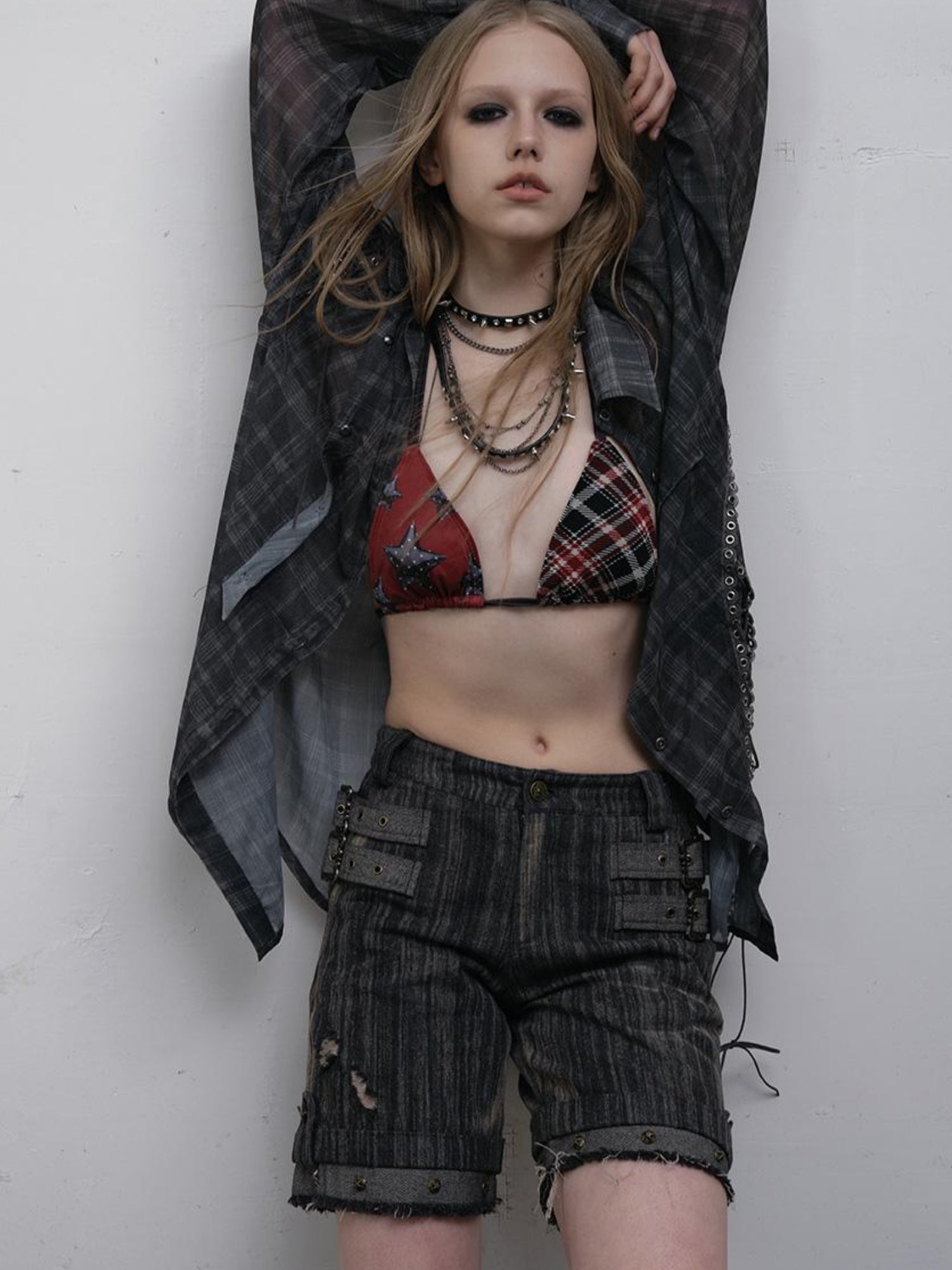 NO ROMANCE Punk Retro Y2K Bikini Swimwear With Star Print