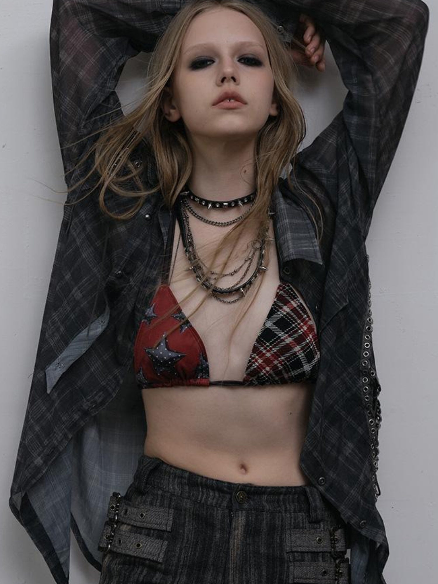 NO ROMANCE Punk Retro Y2K Bikini Swimwear With Star Print