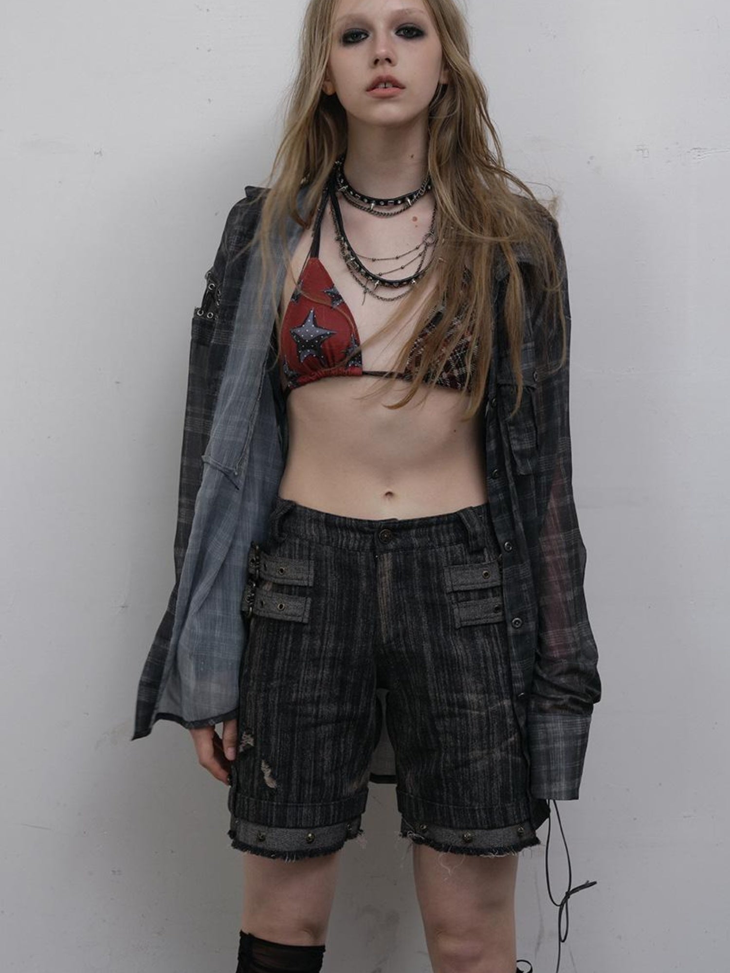 NO ROMANCE Punk Retro Y2K Bikini Swimwear With Star Print