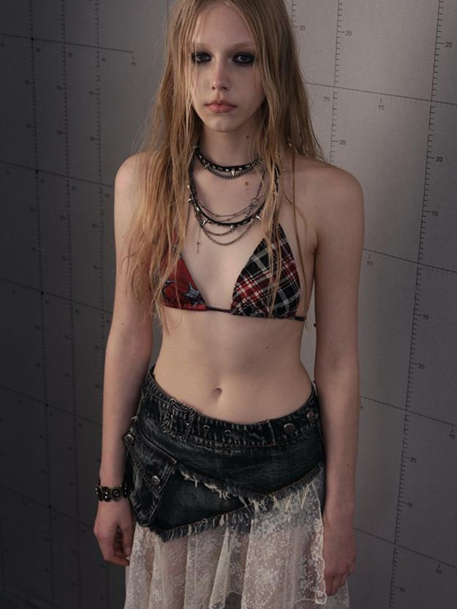 NO ROMANCE Punk Retro Y2K Bikini Swimwear With Star Print