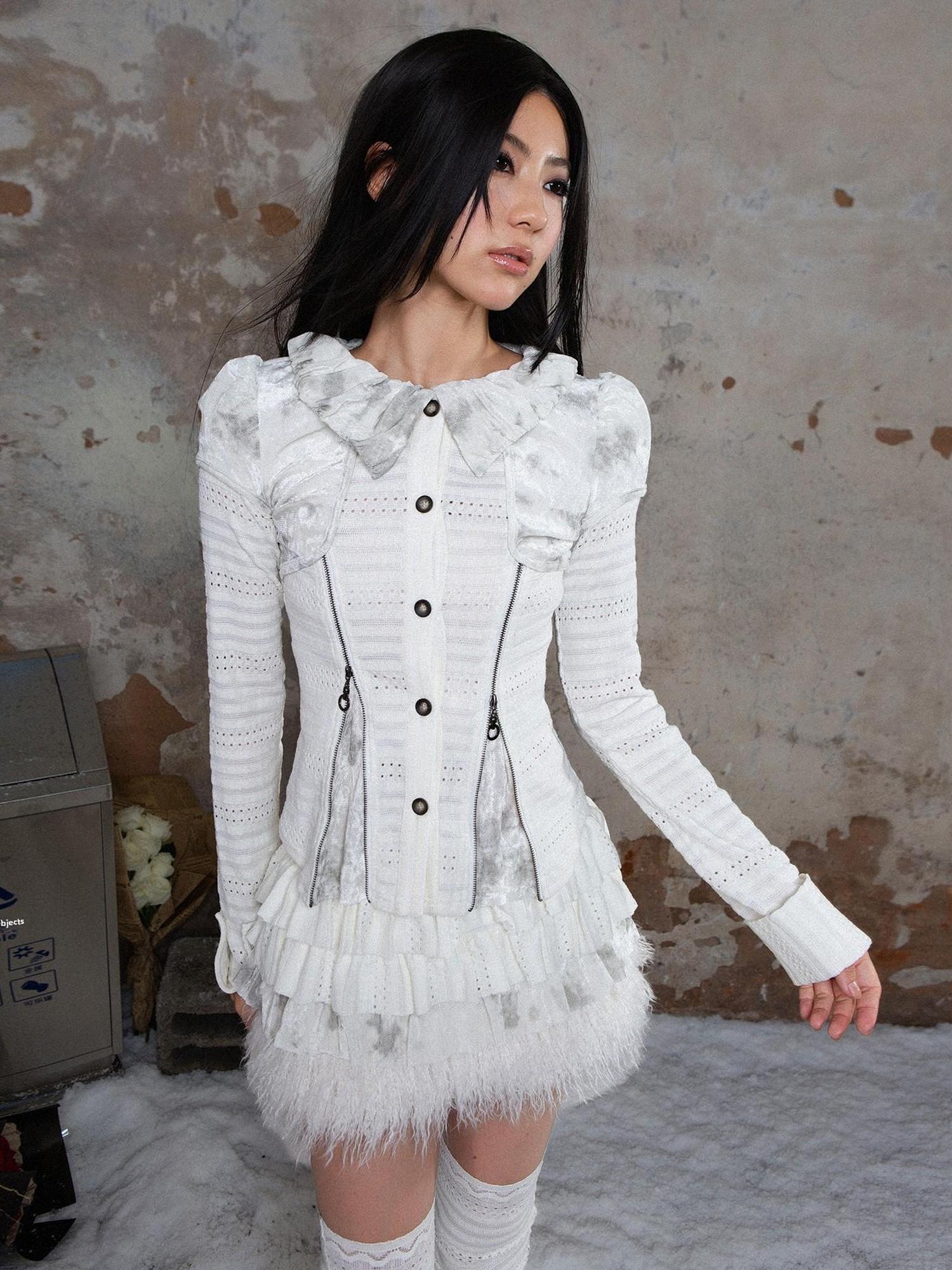 ARIADNAw Punk Revival Recyclable Bubble Collar Blouse